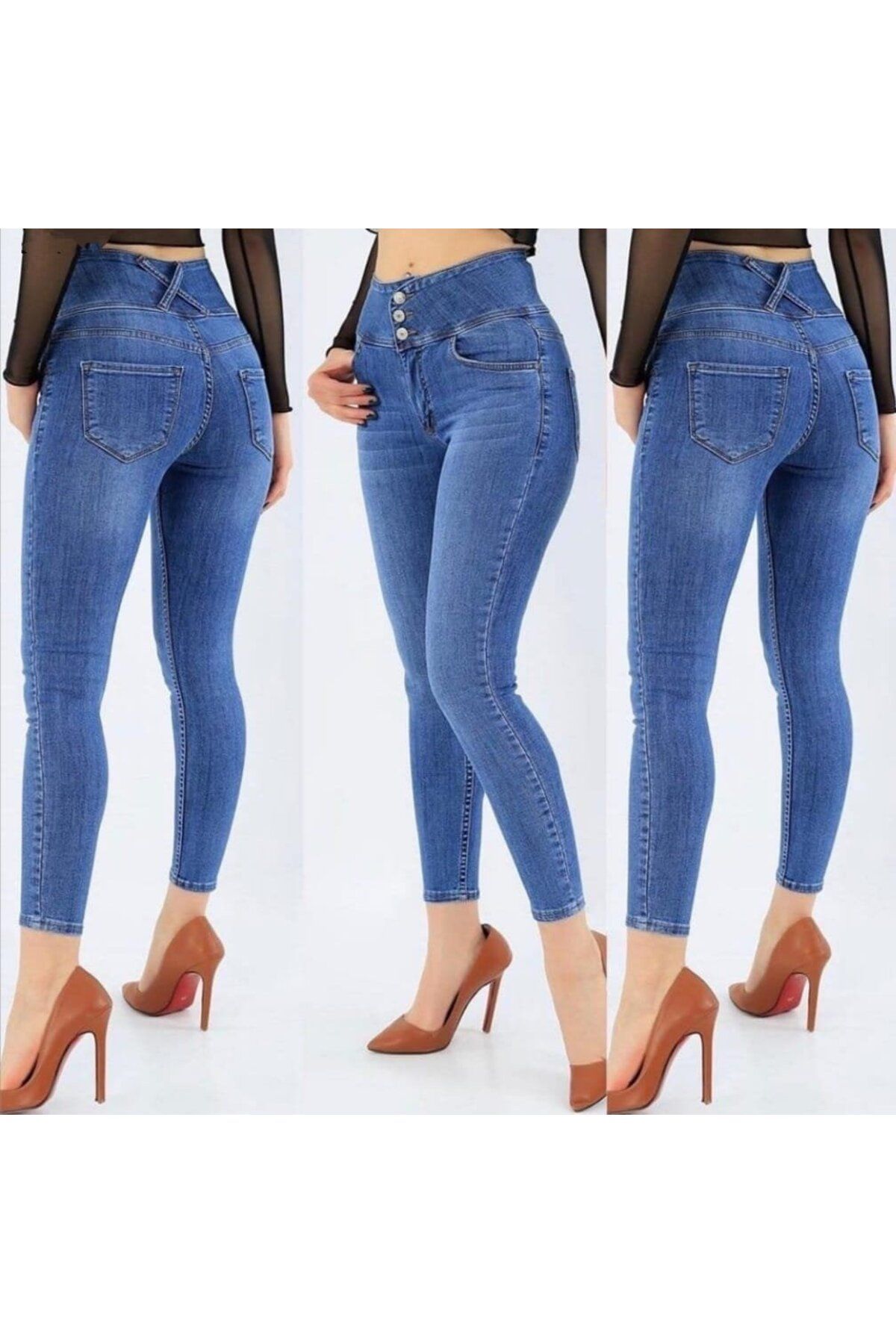 Deridün Yıldız Shoes Yüksek Bel Likralı Jean Pantolon 90 Cm