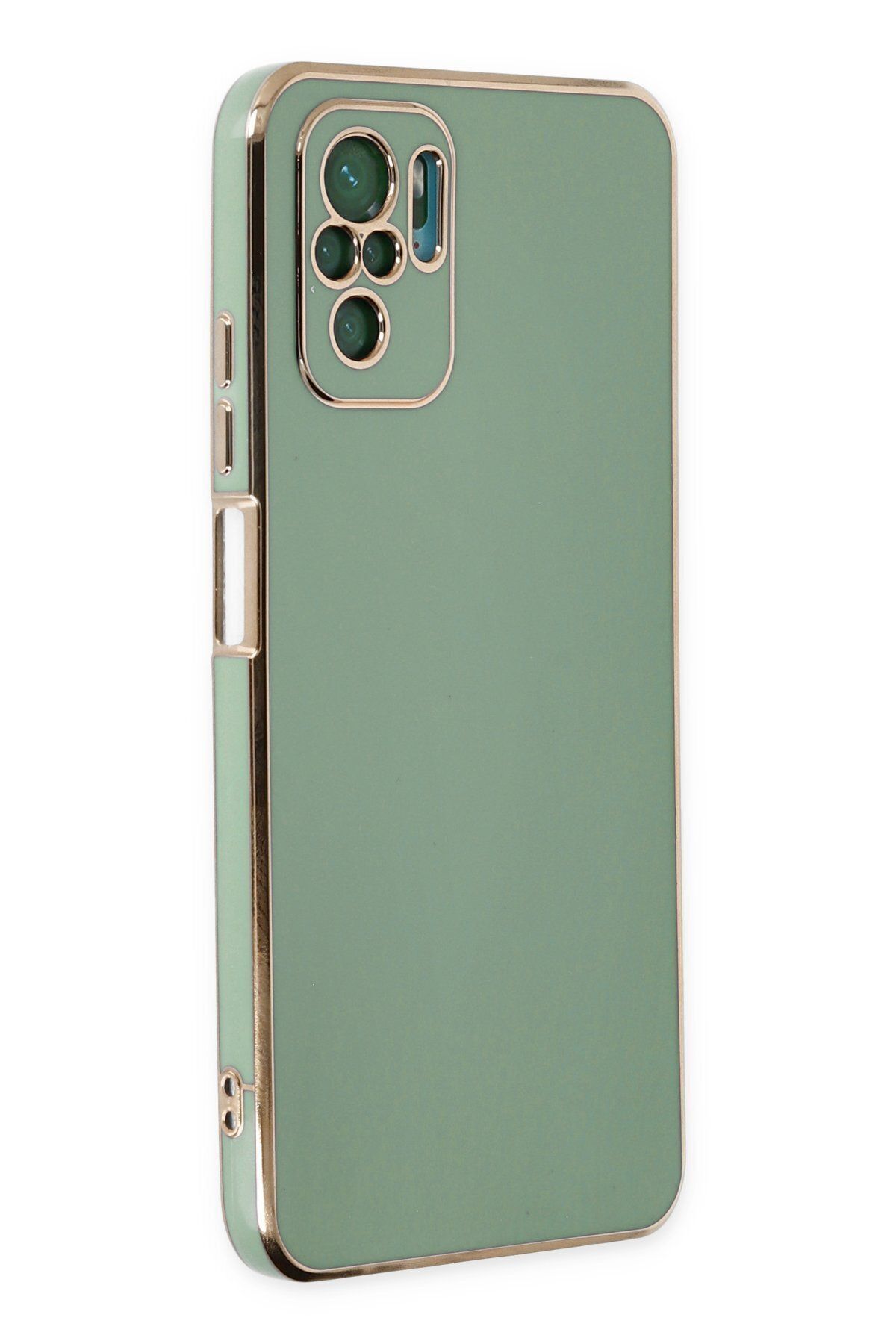 cepmoda Xiaomi Poco M5s - Gold Çizgili Renkli Shiny Silikon Kılıf / Kapak - AÇIK YEŞİL
