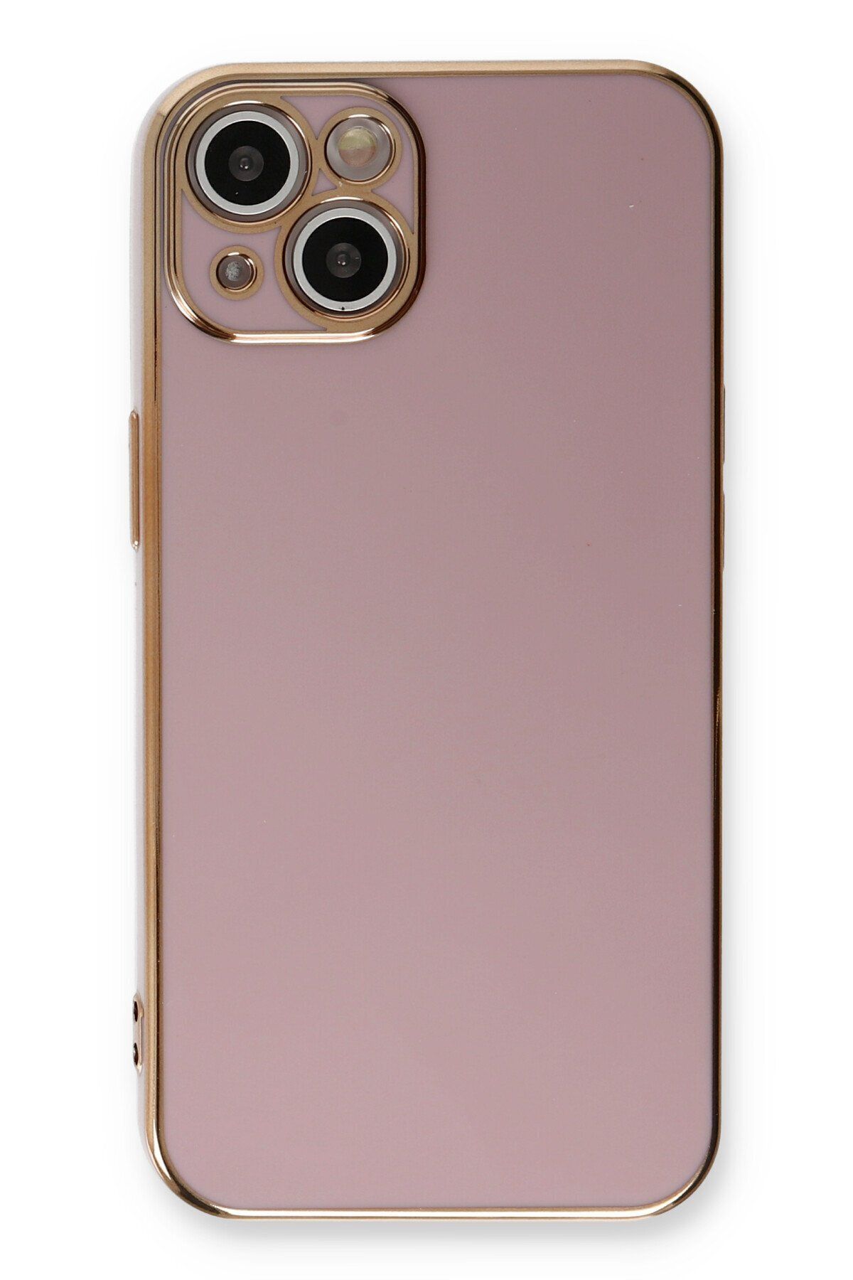 cepmoda iPhone 14 - Gold Çizgili Renkli Shiny Silikon Kılıf / Kapak - MOR