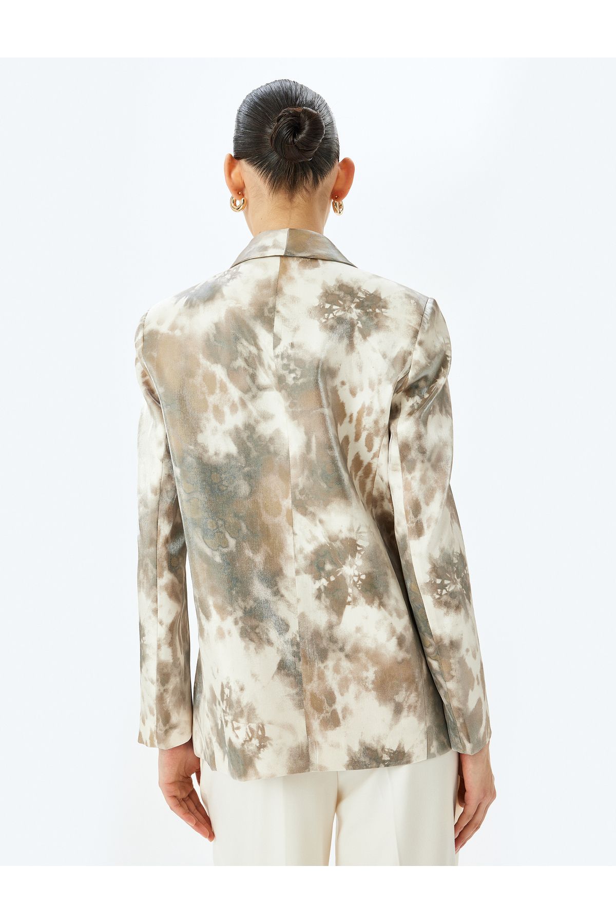 Koton-Modal Fabric Comfortable Fit Abstract Pattern Double Breasted Blazer Jacket with Pockets 4