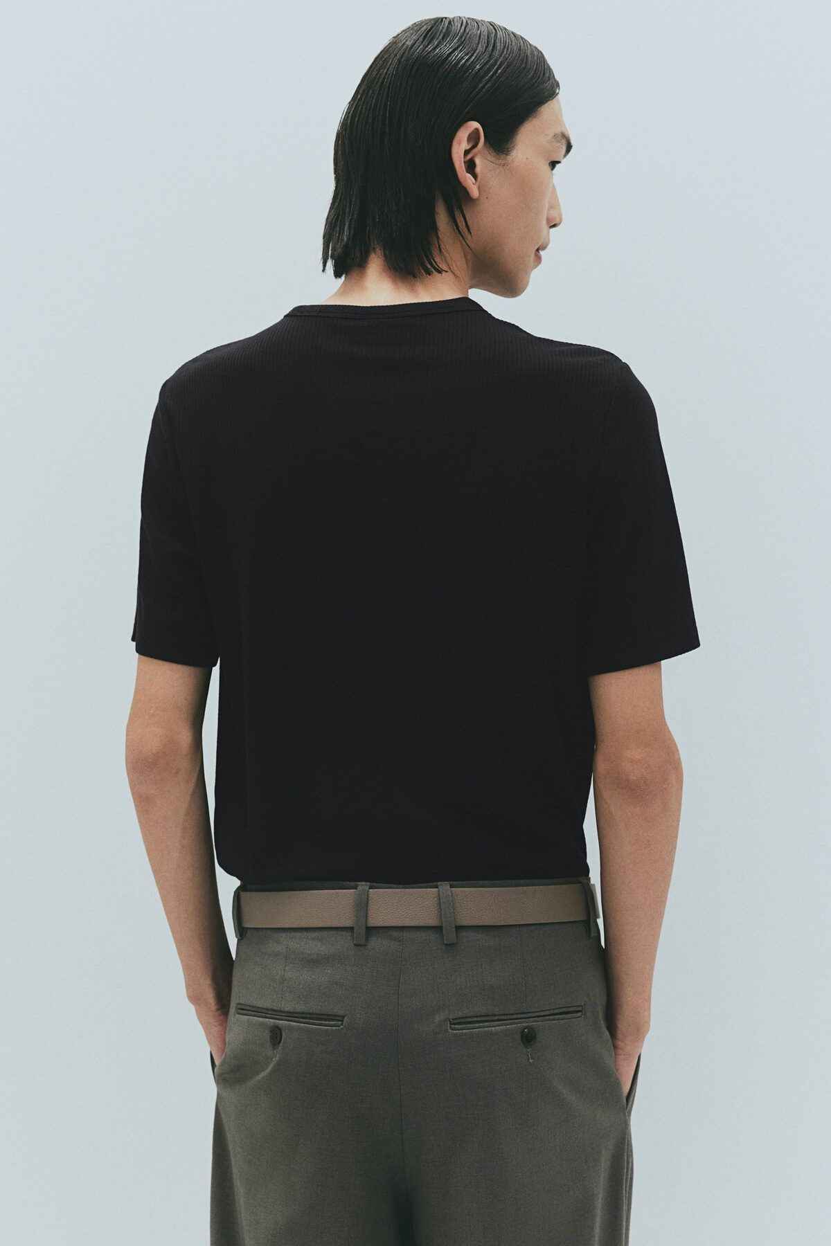 تی شرت مشکی مردانه T SLIM FIT اورجینال H M H&M