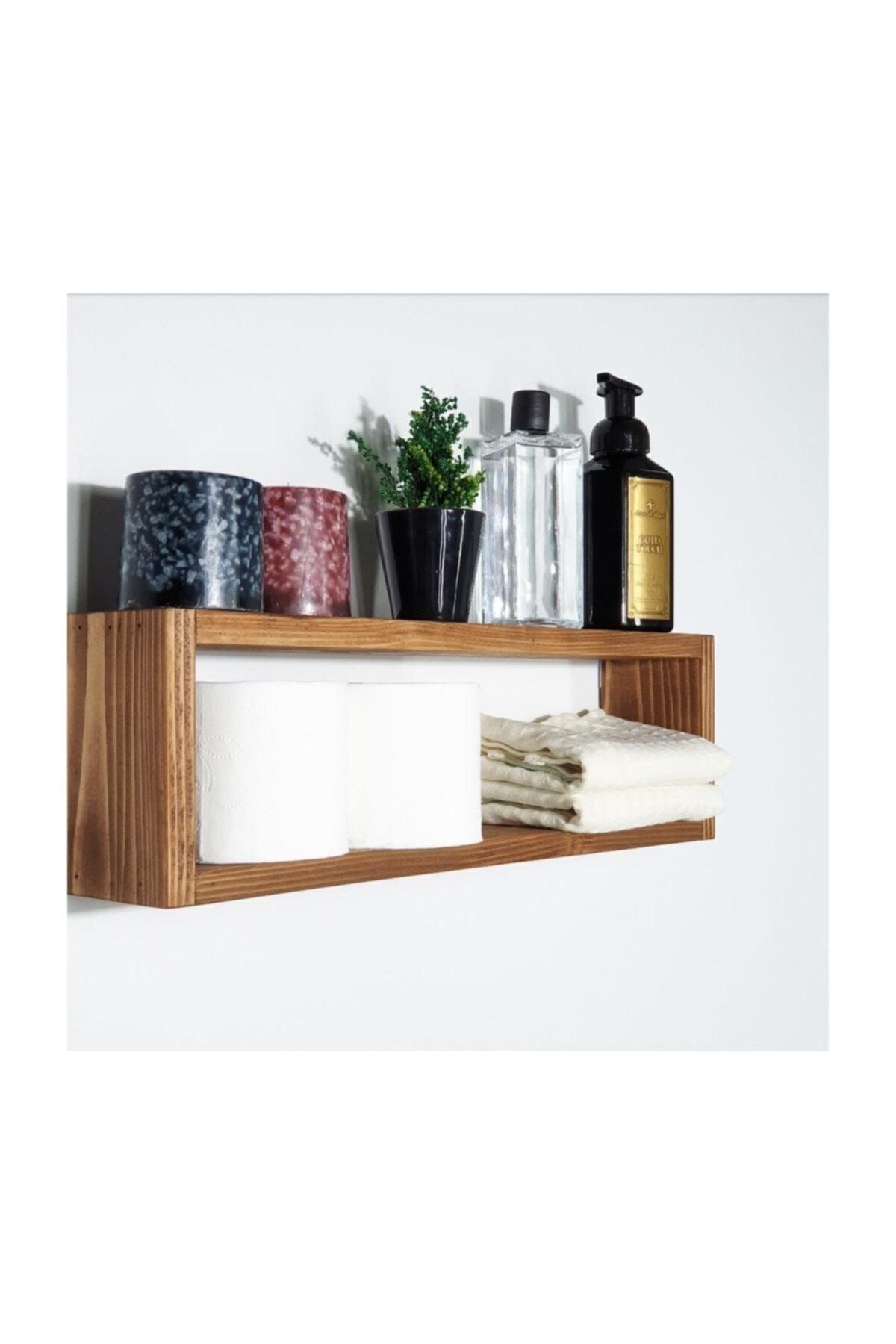 Dekoratif Dikdörtgen Raf Doğal Çam Ağacı (Yükseklik 50 cm X Genişlik 15 cm X Derinlik 8 cm)