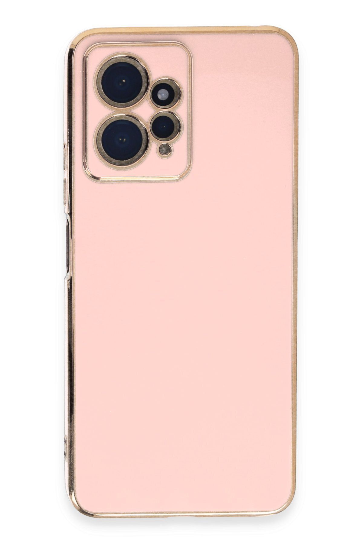 cepmoda Xiaomi Redmi Note 12 4G - Gold Çizgili Renkli Shiny Silikon Kılıf / Kapak - PEMBE