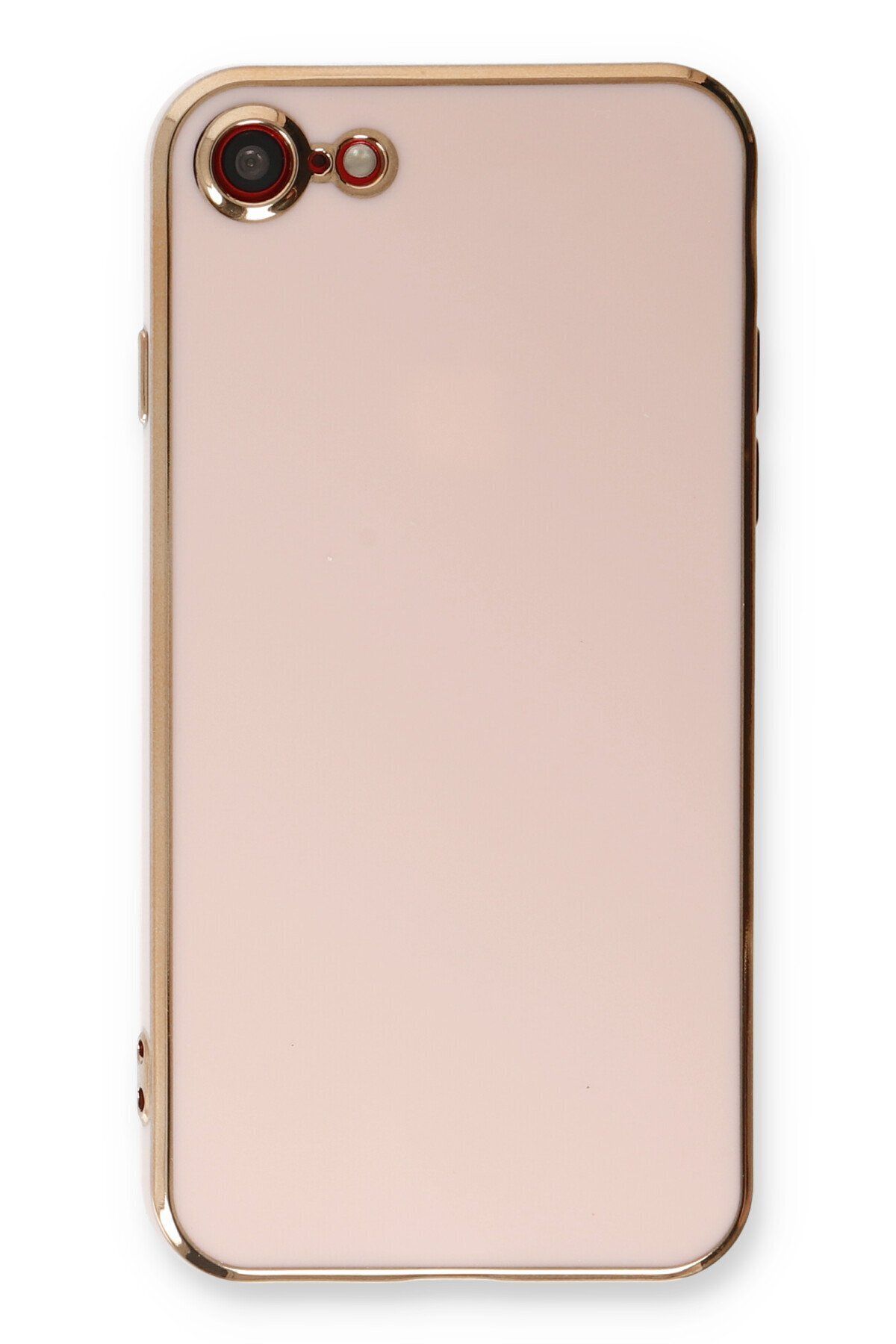 cepmoda iPhone SE 2020 - Gold Çizgili Renkli Shiny Silikon Kılıf / Kapak - PEMBE