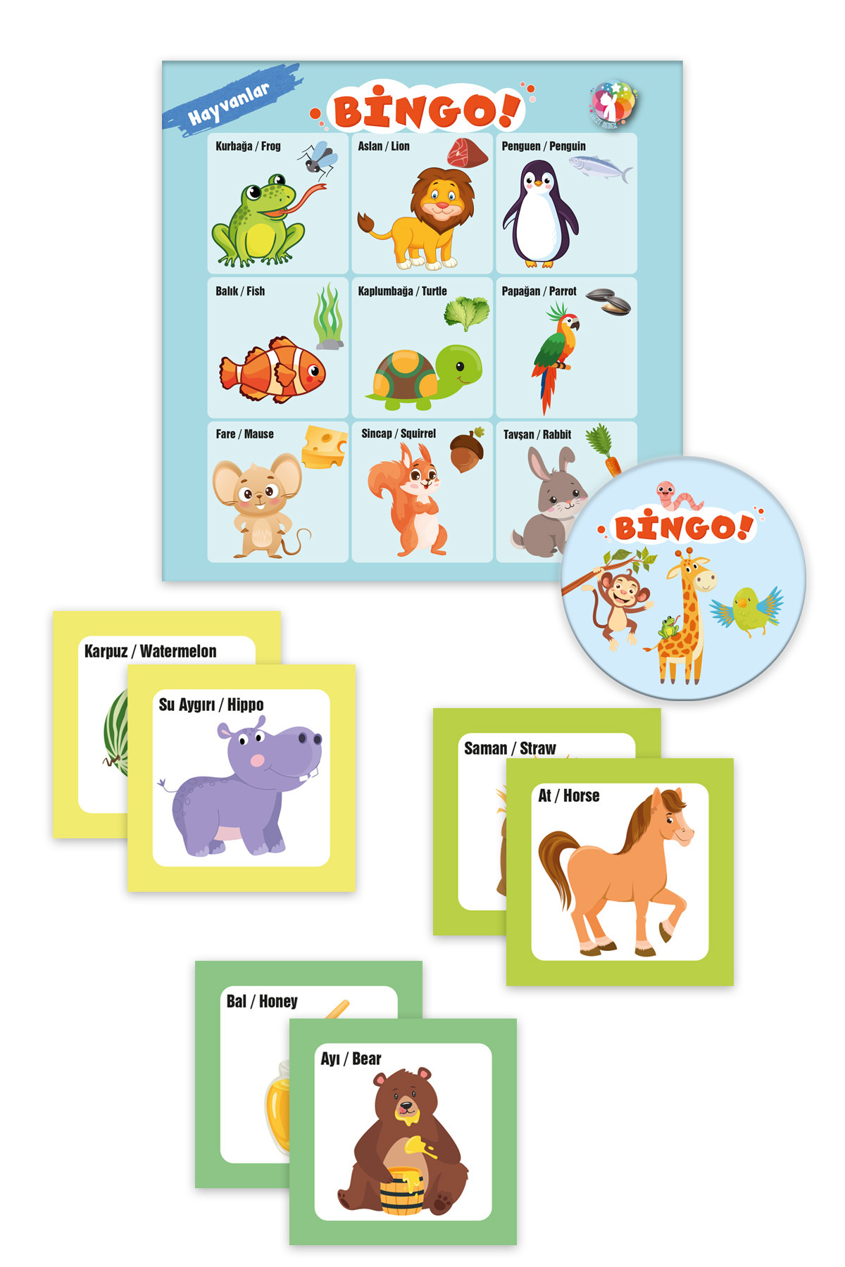 MERT BEBEK BİNGO- TOMBALA OYUNU \ HAYVANLAR VE YİYECEKLERİ -ANİMALS AND THEİR FOOD fotoğrafı 3 (önizleme)