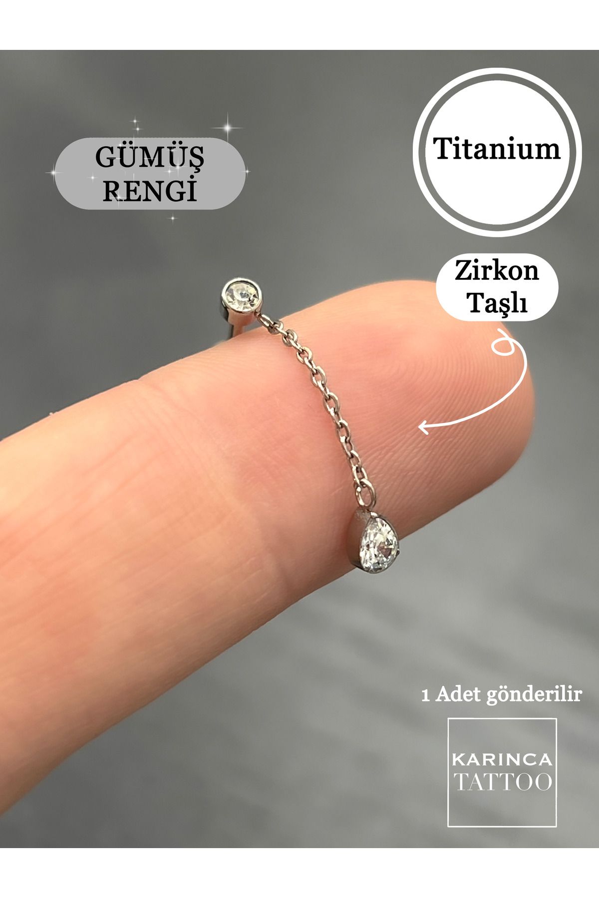 Karınca Piercing-ثقب التيتانيوم - سلسلة متدلية، أقراط أذن من حجر الراين المتدلي، غطاء أذن مسطح من اللولب الأمامي 5