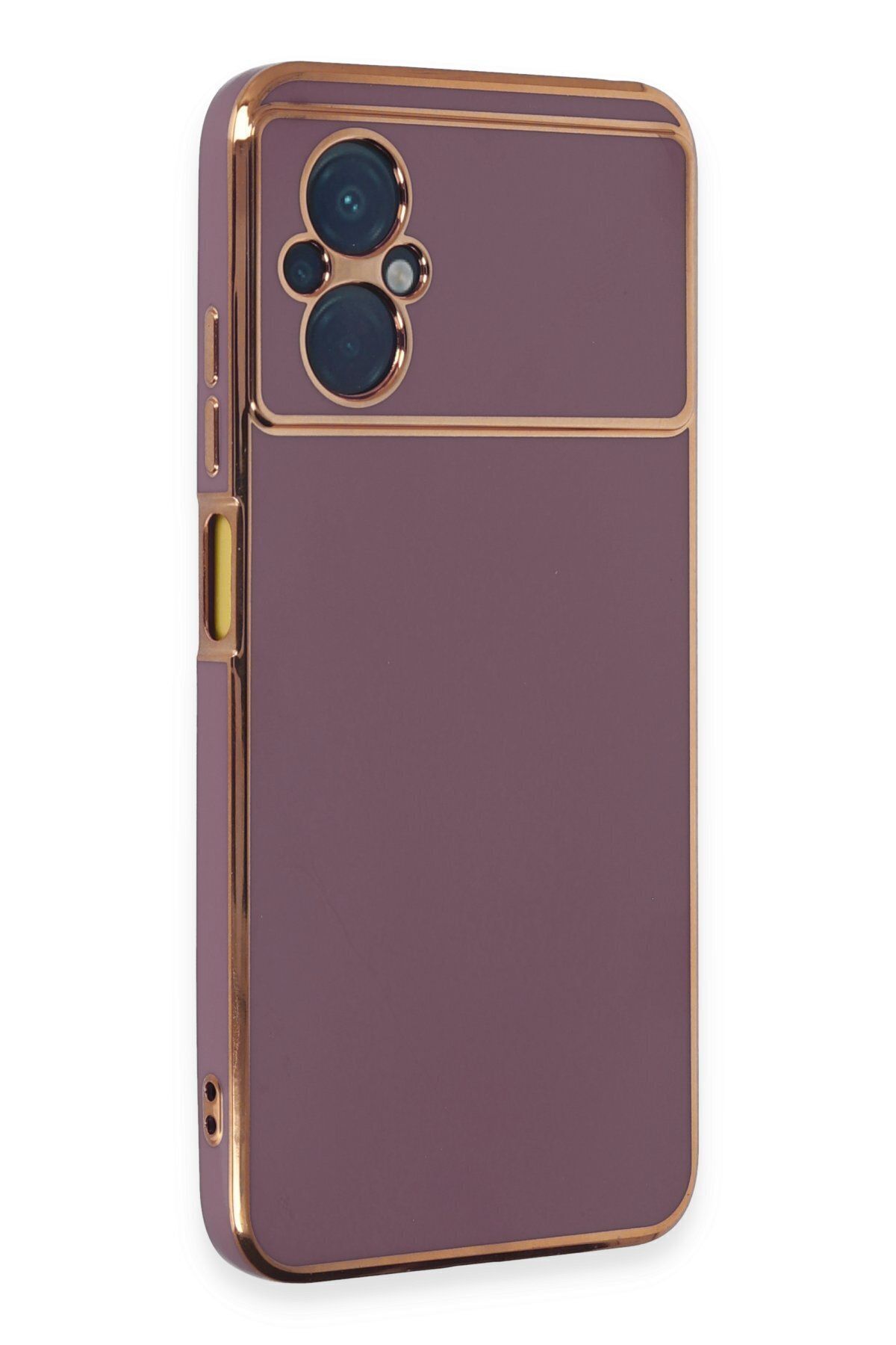 cepmoda Xiaomi Poco M5 - Gold Çizgili Renkli Shiny Silikon Kılıf / Kapak - MOR