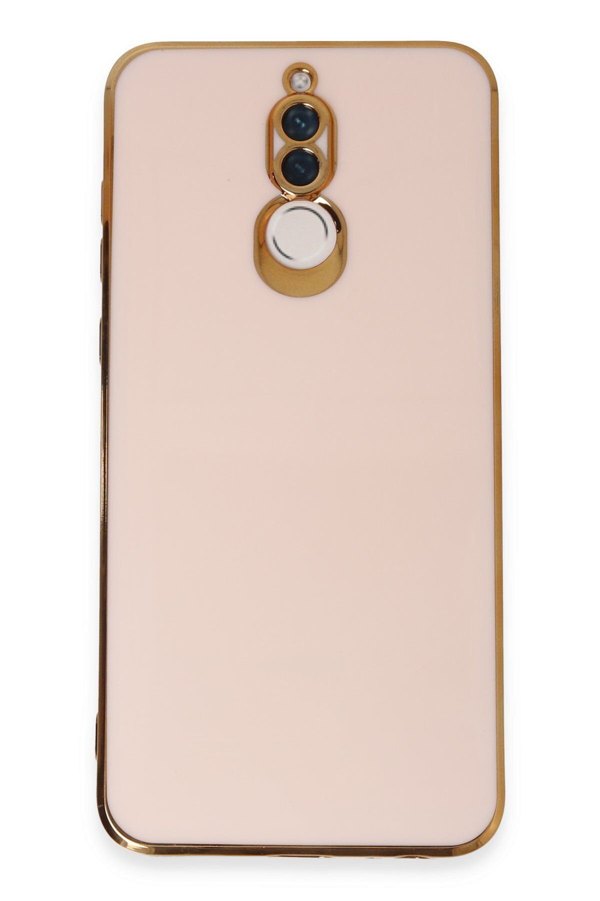 cepmoda Huawei Mate 10 LİTE - Gold Çizgili Renkli Shiny Silikon Kılıf / Kapak - PEMBE