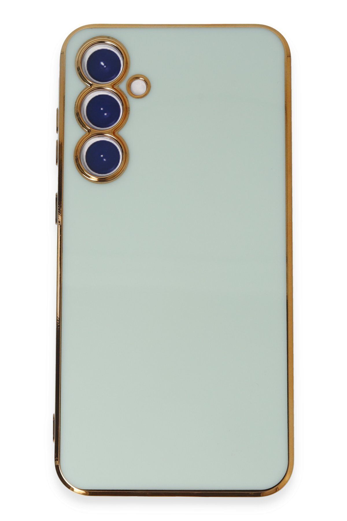 cepmoda Samsung Galaxy S23 - Gold Çizgili Renkli Shiny Silikon Kılıf / Kapak - AÇIK YEŞİL