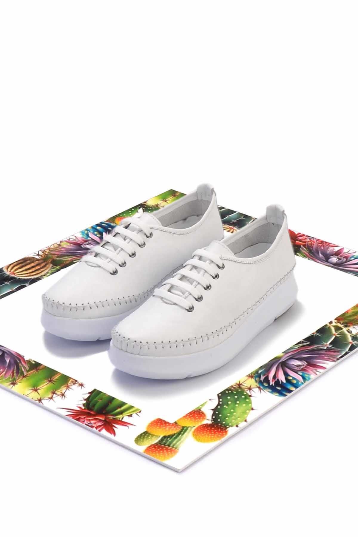 Bambi-White Genuine Leather Women's Casual Shoes K01908005203 1