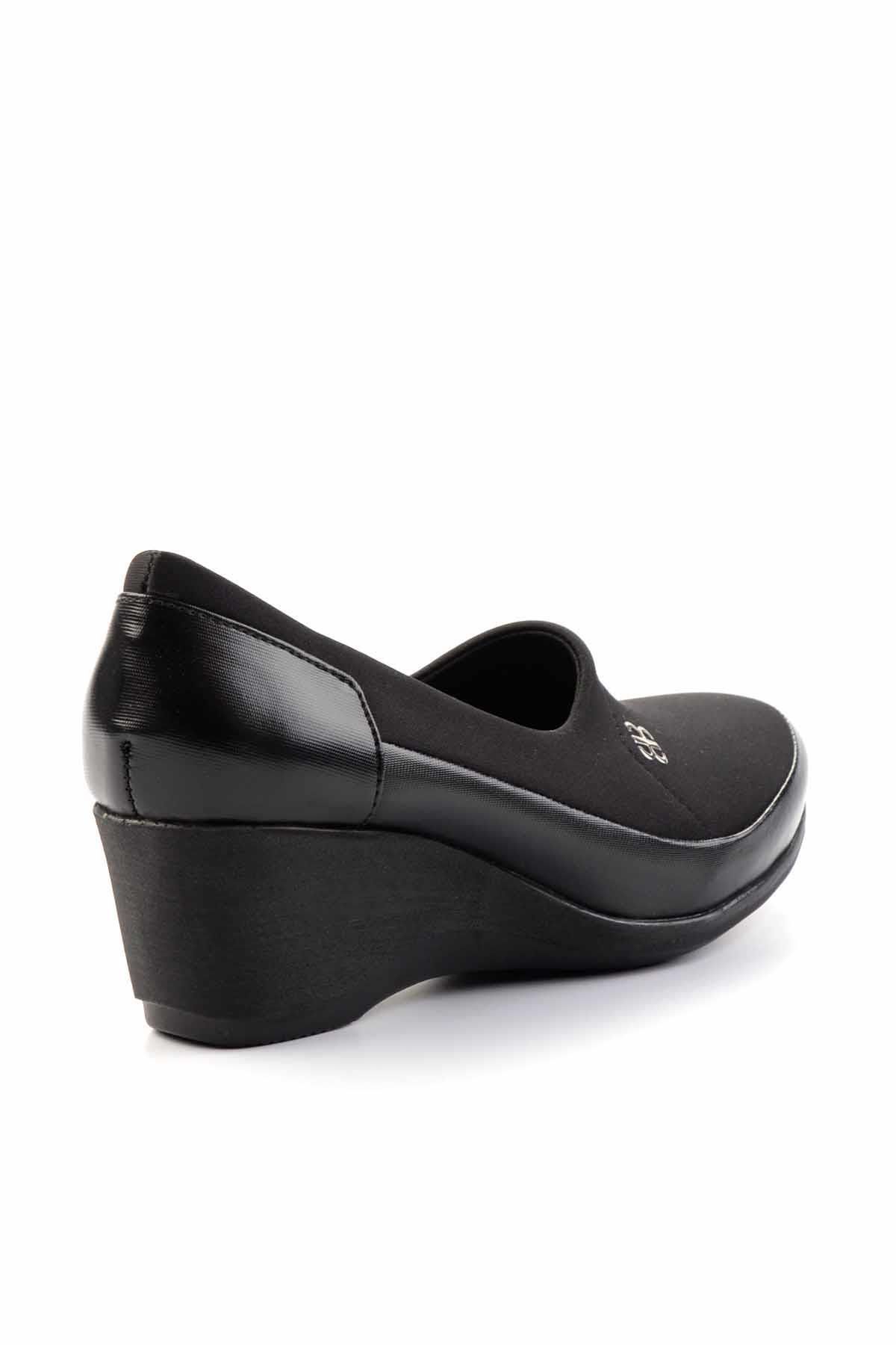 Bambi-Schwarze Damenschuhe mit Keilabsatz K 01311395509 4