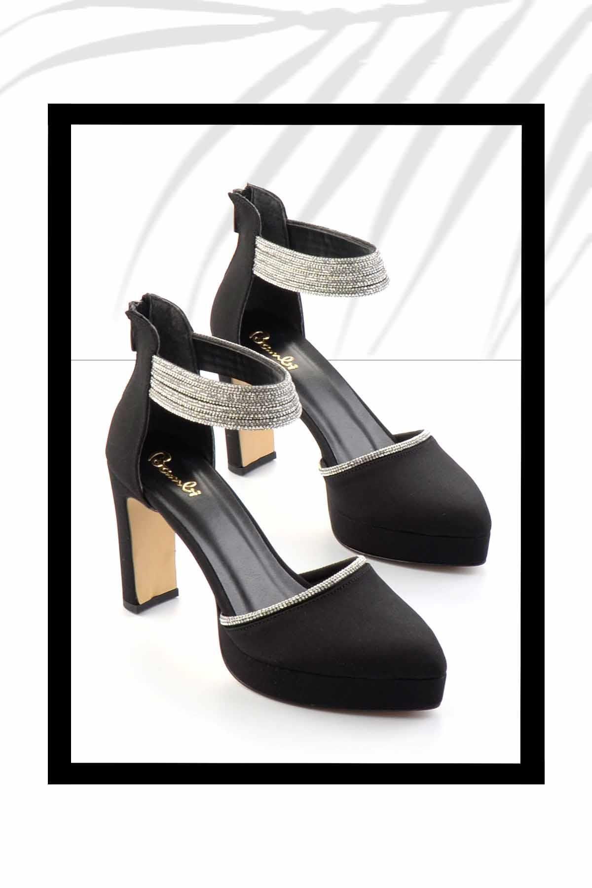 Bambi Matowe Czarne Satynowe Damskie Buty Wieczorowe01926032338 Kobieta - 37