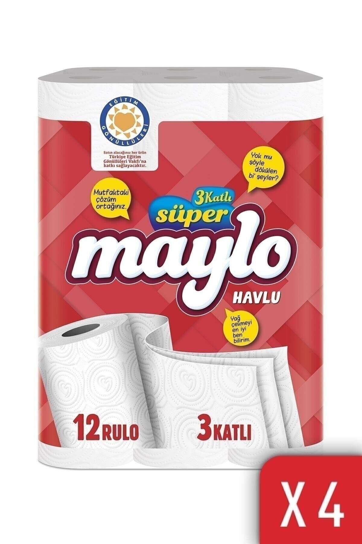 Maylo 3 Katlı Kağıt Havlu 4 X 12'li