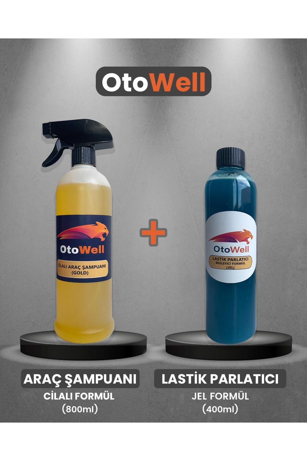 OTOWELL Cilalı Araç Şampuanı (800 ML)-Lastik Parlatıcı (400ML)