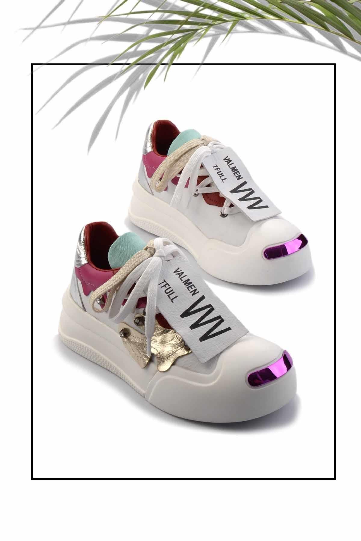 Bambi-K01480002703 Model Biele dámske tenisky z pravej kože 2