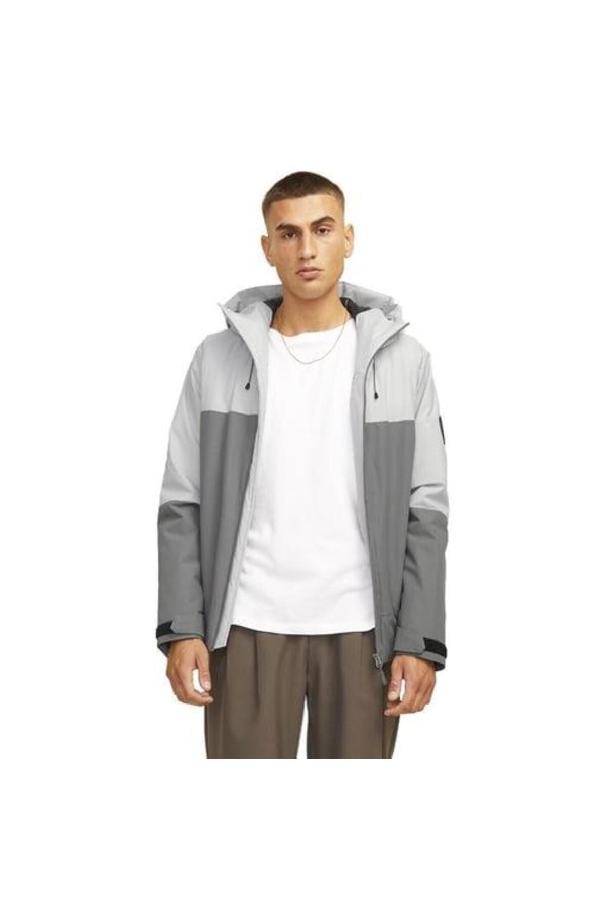 ژاکت ترانزیشنال Jcoaıden کاپشن ضد آب خاکستری 12260486-ga Jack & Jones