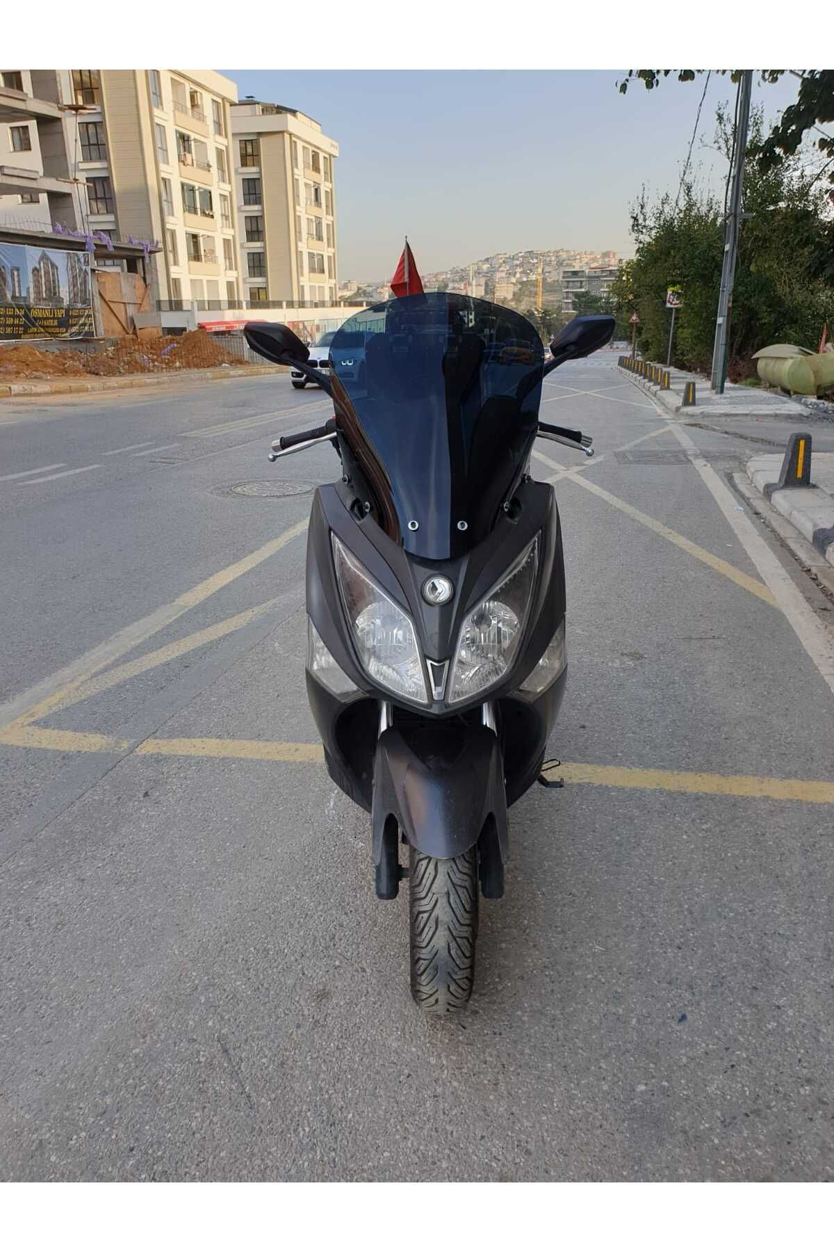 SYM Joymax 250 İ Siperlik Ön Cam 2013 2016 Model 54cm siyah Renkli 4mm KISA SPOR CAM
