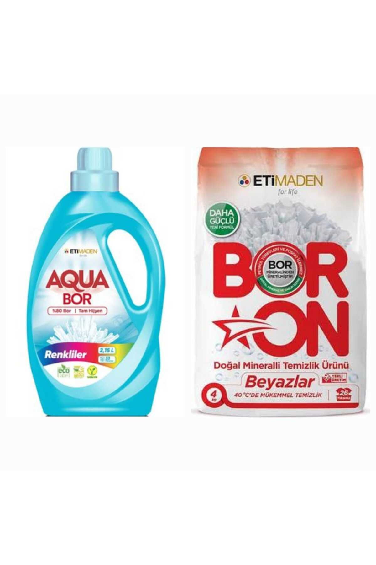 Boron AQUABOR SIVI ÇAMAŞIR DETERJANI RENKLİLER İÇİN 33 YIKAMA + BORON TOZ 4 KG BEYAZLAR İÇİN 26 YIKAMA