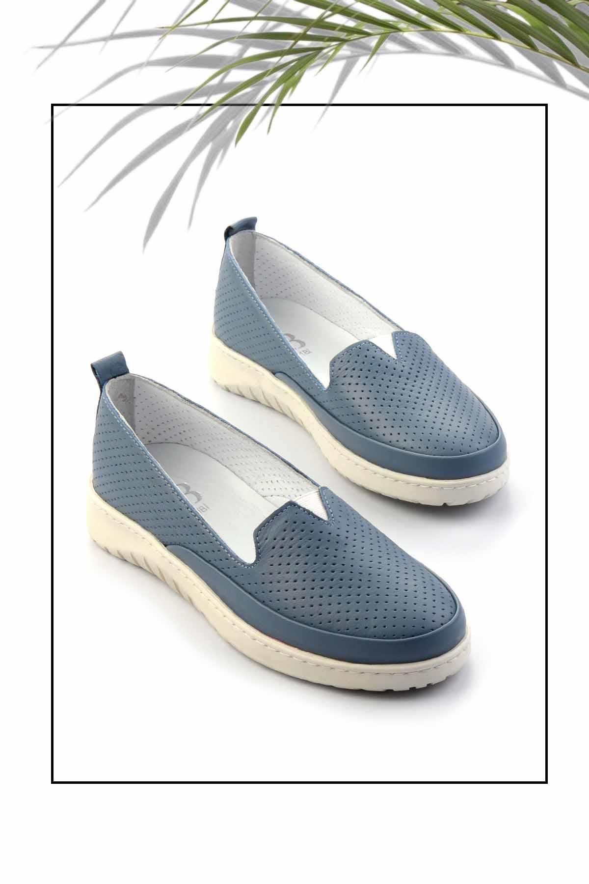 Bambi Denim Niebieskie Oryginalne Skórzane Baleriny Damskie01331055603 Kobieta - 37