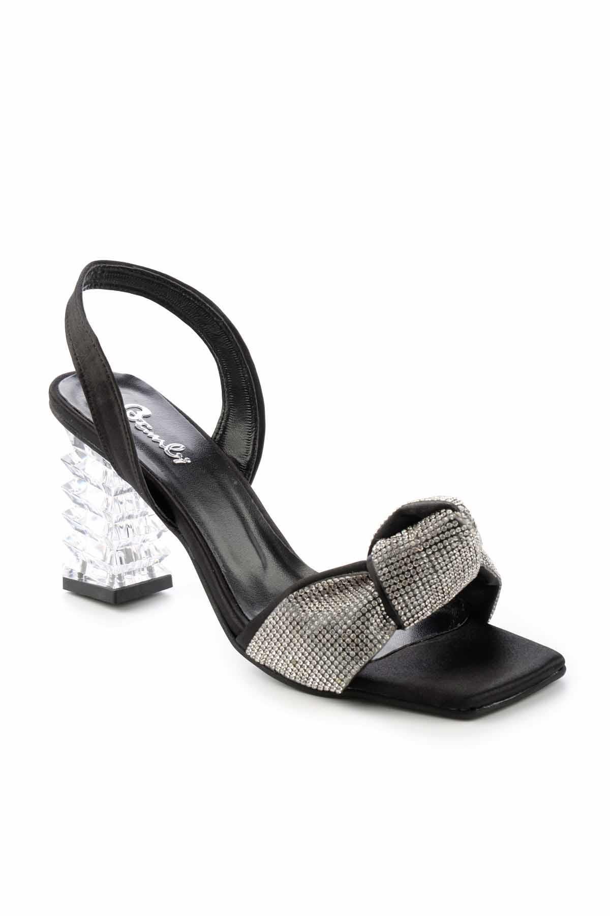 Bambi-Damensandalen aus schwarzem Satin K 05140666638 3