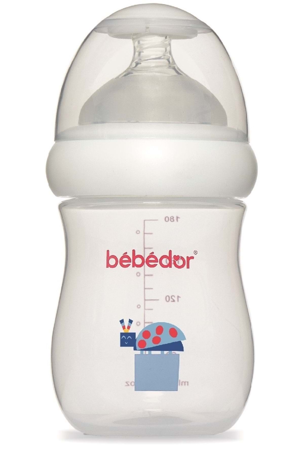 Bebedor Desenli Geniş Ağızlı PP Biberon 180ML (Kod:97322) - Mavi