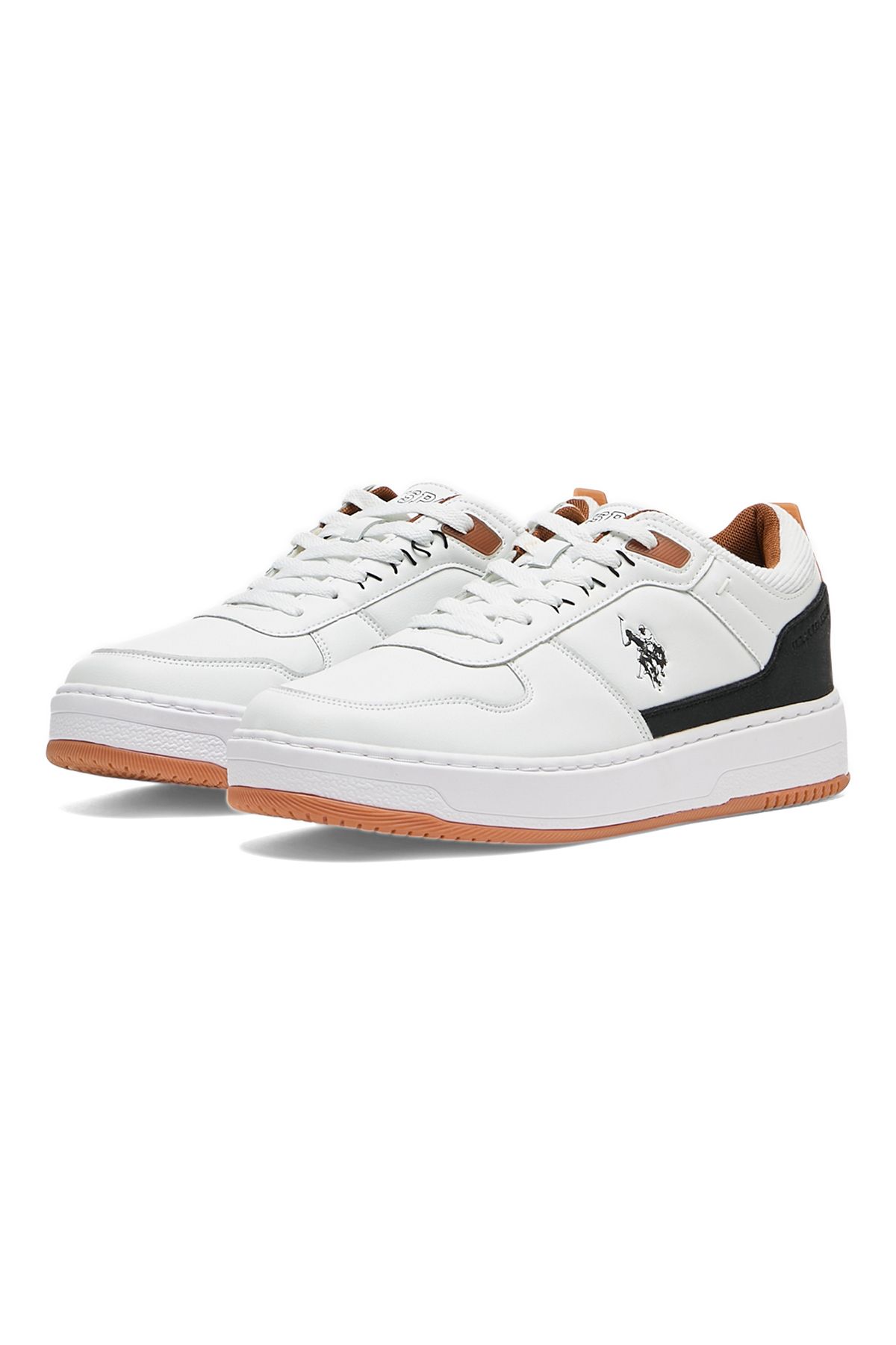 U.S. Polo Assn.-Men's White Low-Top Sneakers - Modern Design with Black and Tan Accents, Durable Footwear 3