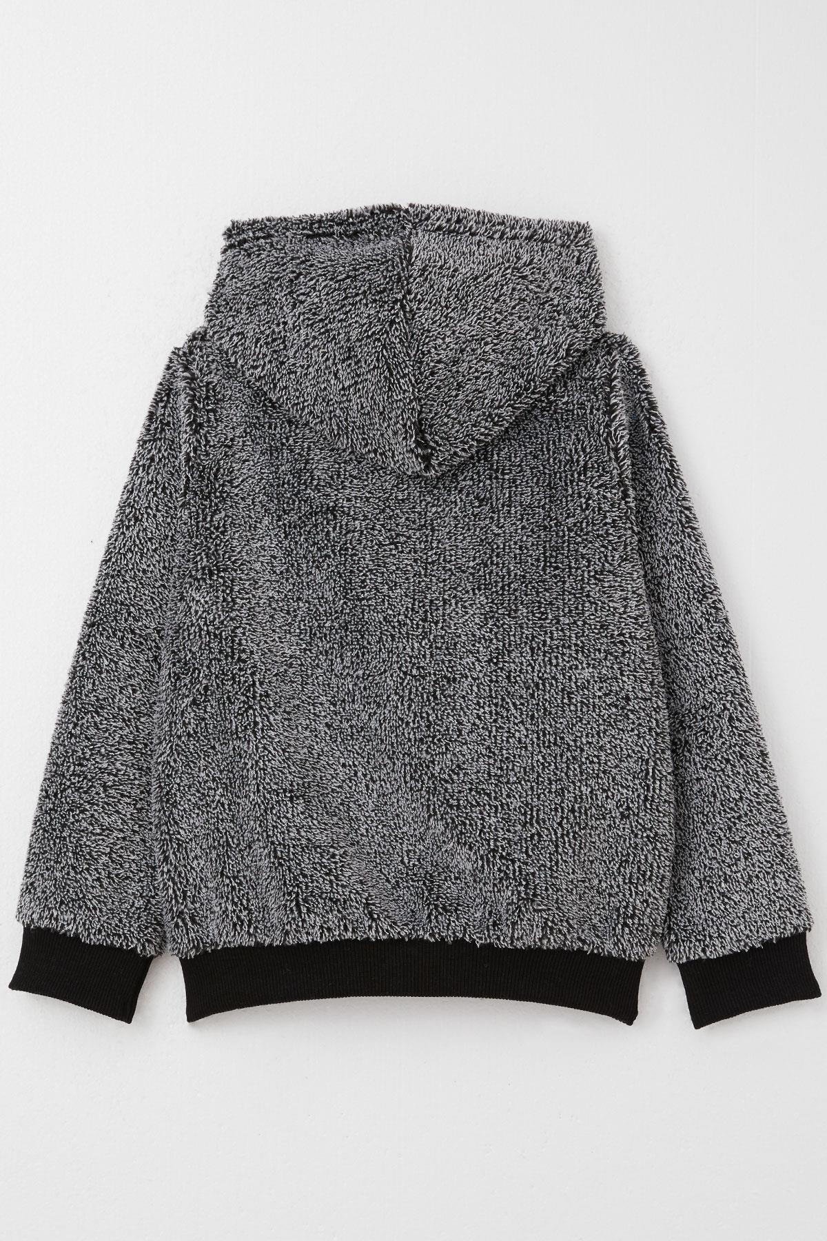 Breeze Erkek Bebek Peluş Hırka Kapüşonlu Fermuarlı 9 Ay-3 Yaş, Siyah fotoğrafı 2 (önizleme)