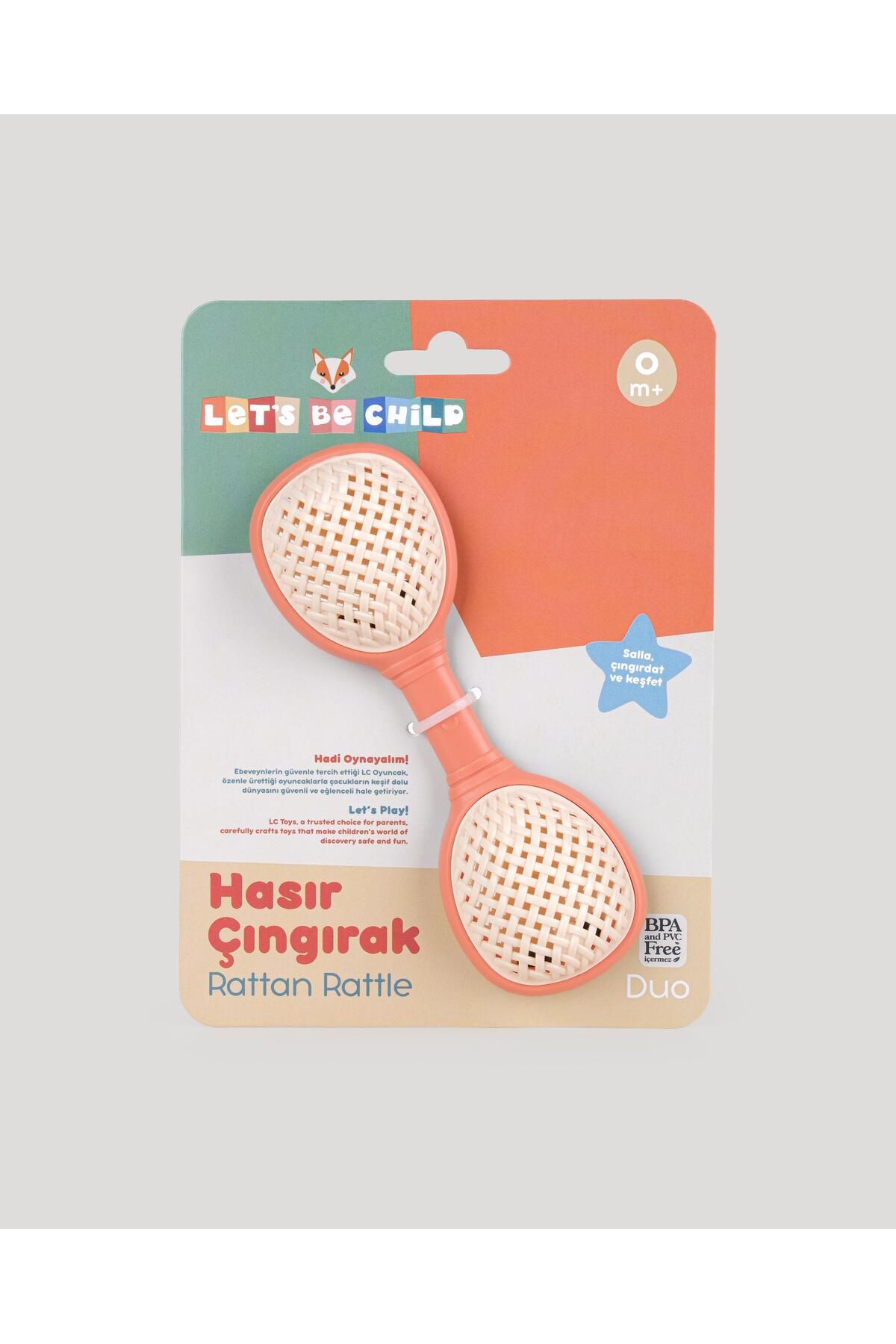 lets be child-Lc Duo Wicker Rattle - Salmon Color 3