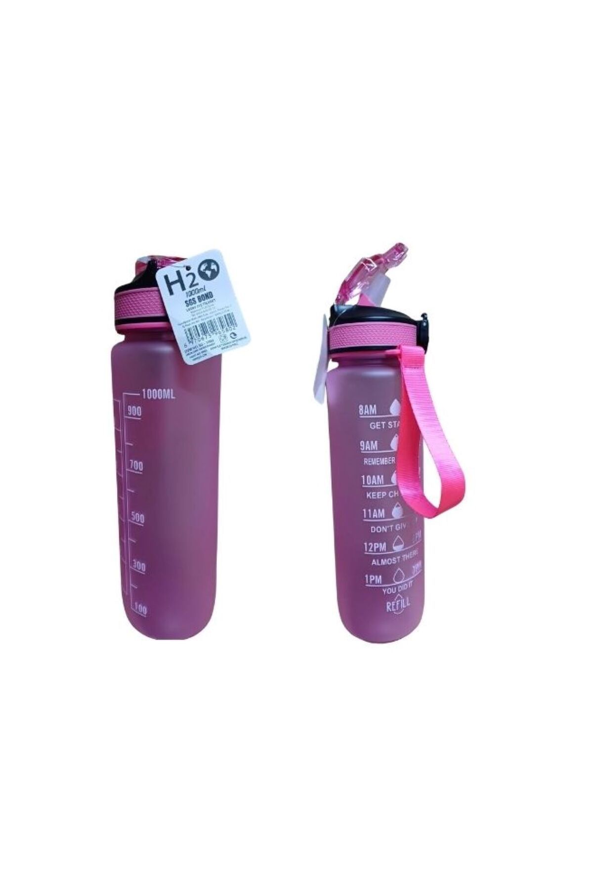 Dükkanönü-Purple Color Lockable Leak Proof Lid Flask with Straw and Motivational Lettering Flask 1 Liter 2