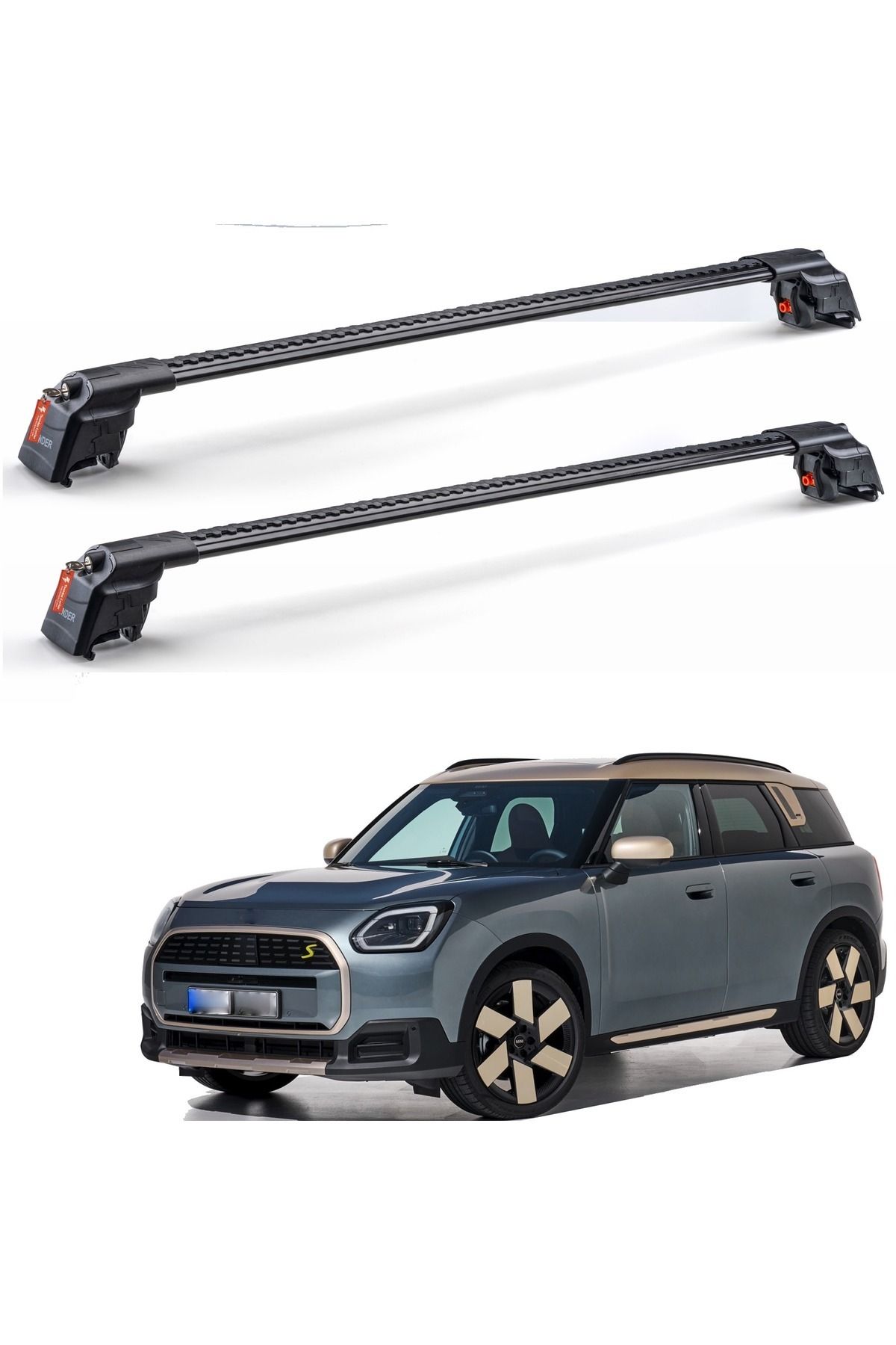 Thunder Mini Countryman E 2024 - Sonrası TRX1 Thunder Carrier Kilitli Ara Atkı Taşıyıcı Tavan Barı Siyah