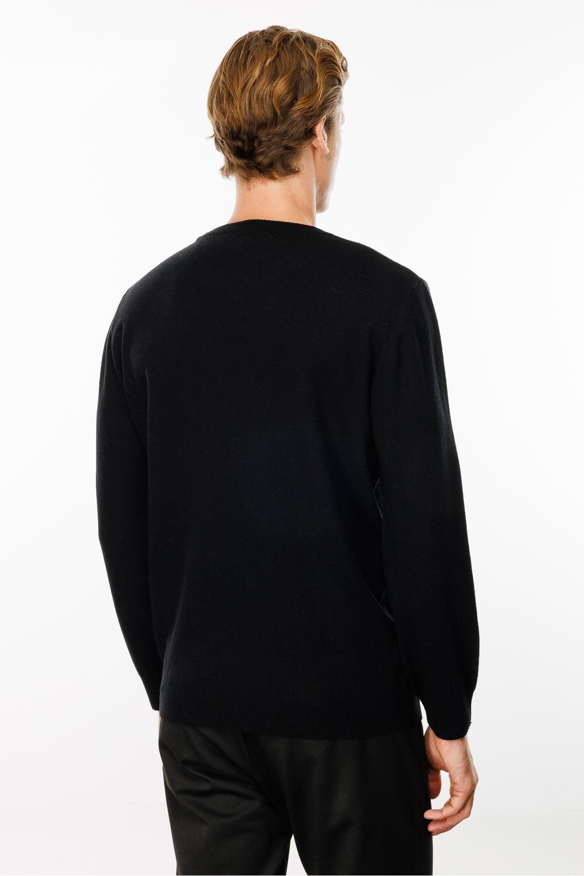 Desen Triko-Black Men's Sweater - Null Collar, Diamond Pattern 7