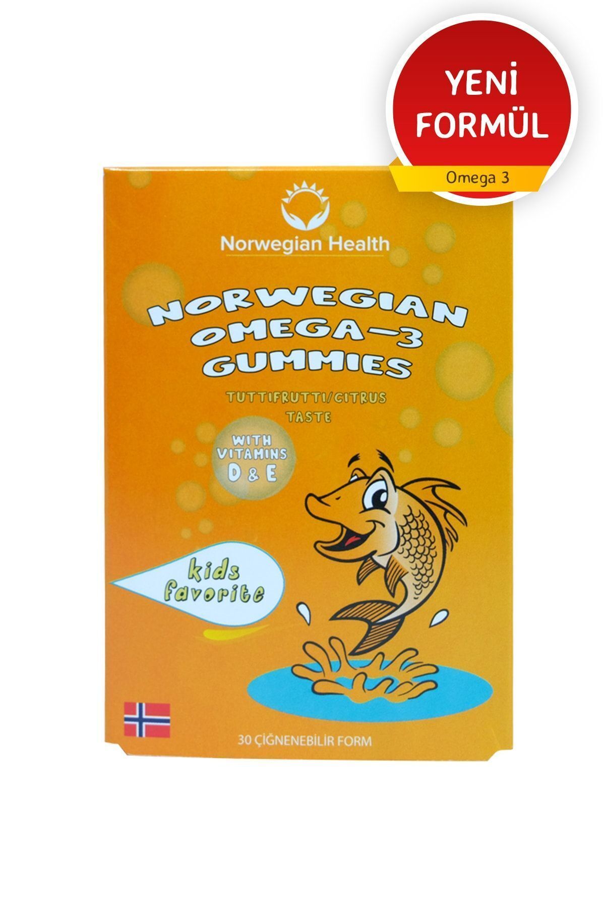 Norwegian Health Omega 3 Gummies 30 Çiğnenebilir Form Norveç Balık Yağı Tutti Frutti Aromalı.