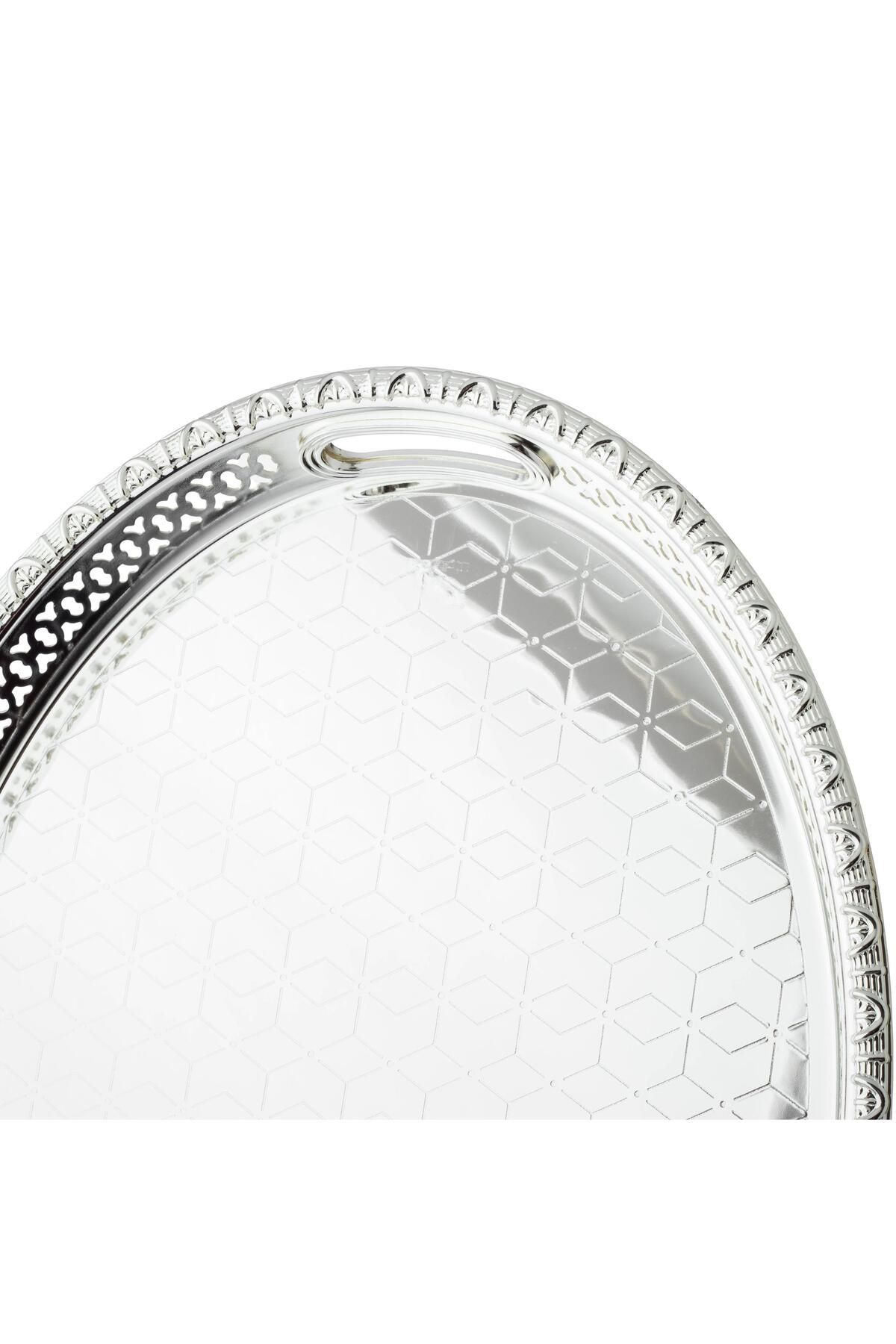 Dania-Silver Metal Oval Serving Tray 34*45 CM 3