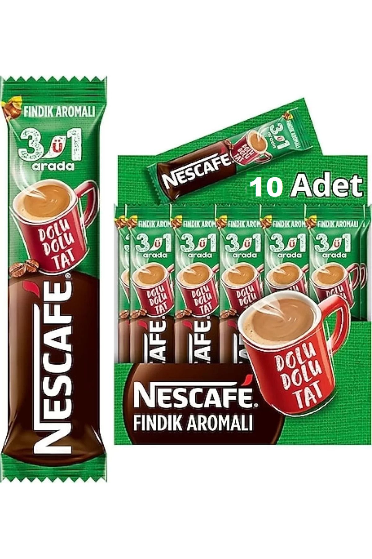 Nescafe 3Ü1 Arada Fındık Aromalı Kahve 17 Gr X 10 Adet