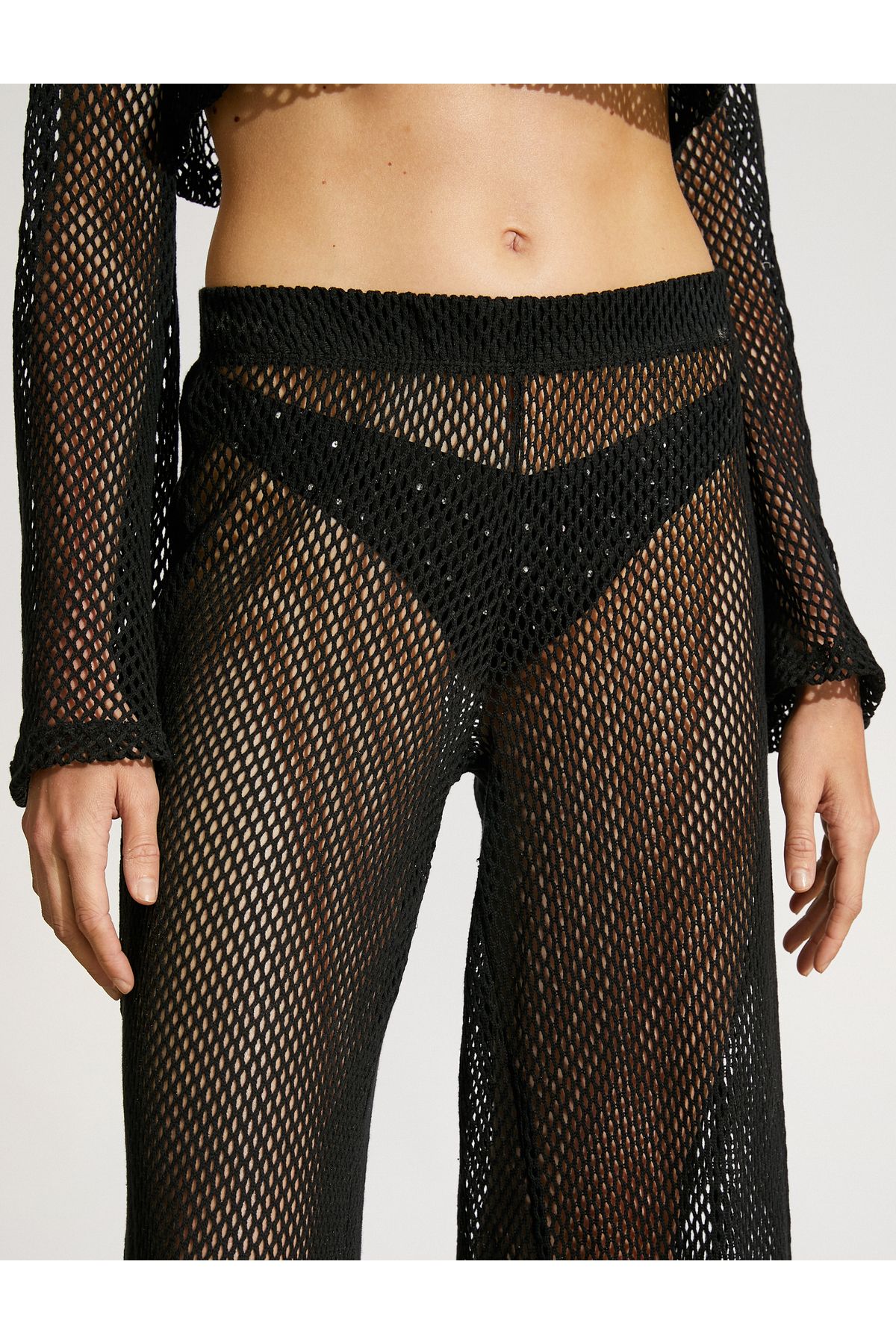 Koton-Hose mit weitem Bein, Netzstoff, entspannter Schnitt, Baumwolle 5