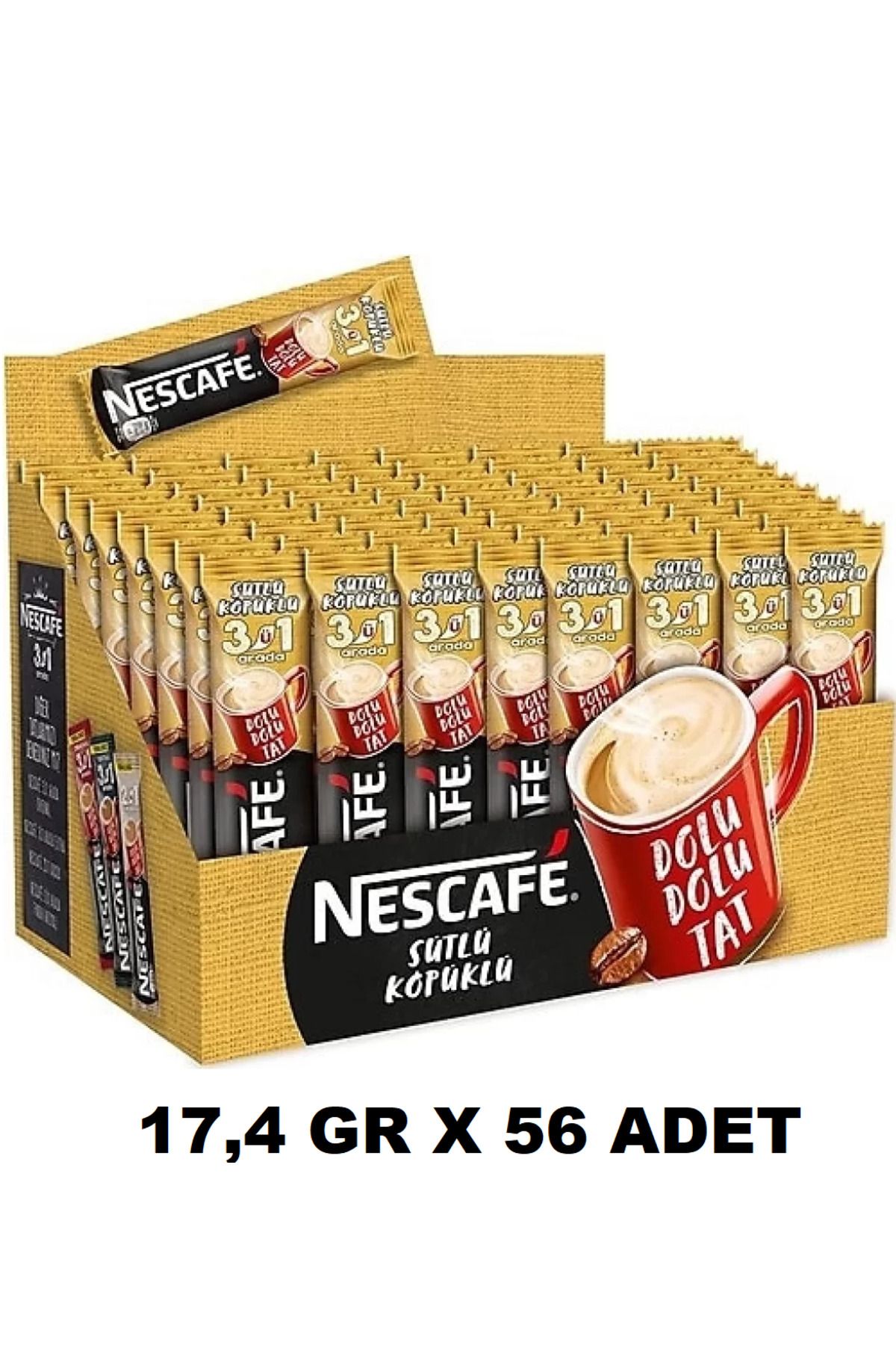 Nescafe 3Ü1 Arada Sütlü Köpüklü Kahve 17,4 Gr X 56 Adet