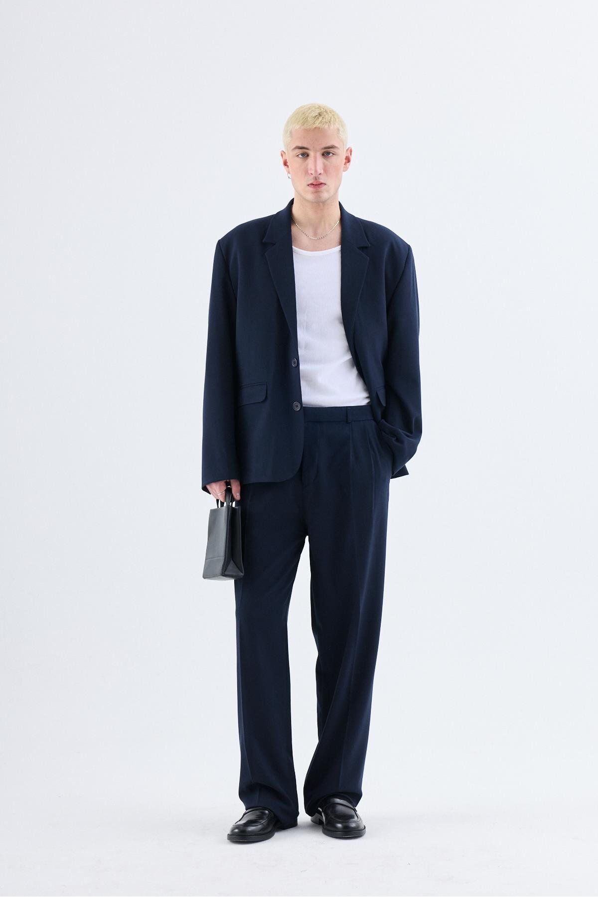 کت وشلوار آبی مردانه Navy Blue کلاسیک با مشرف به لباس VAMOSCLO