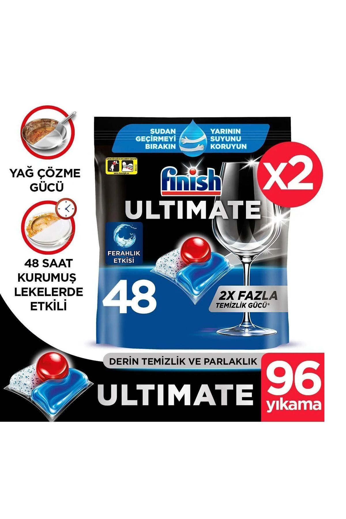 Finish Quantum Ultimate Bulaşık Makinesi Deterjanı Kapsül Tablet 96 Adet (48X2'Lİ)