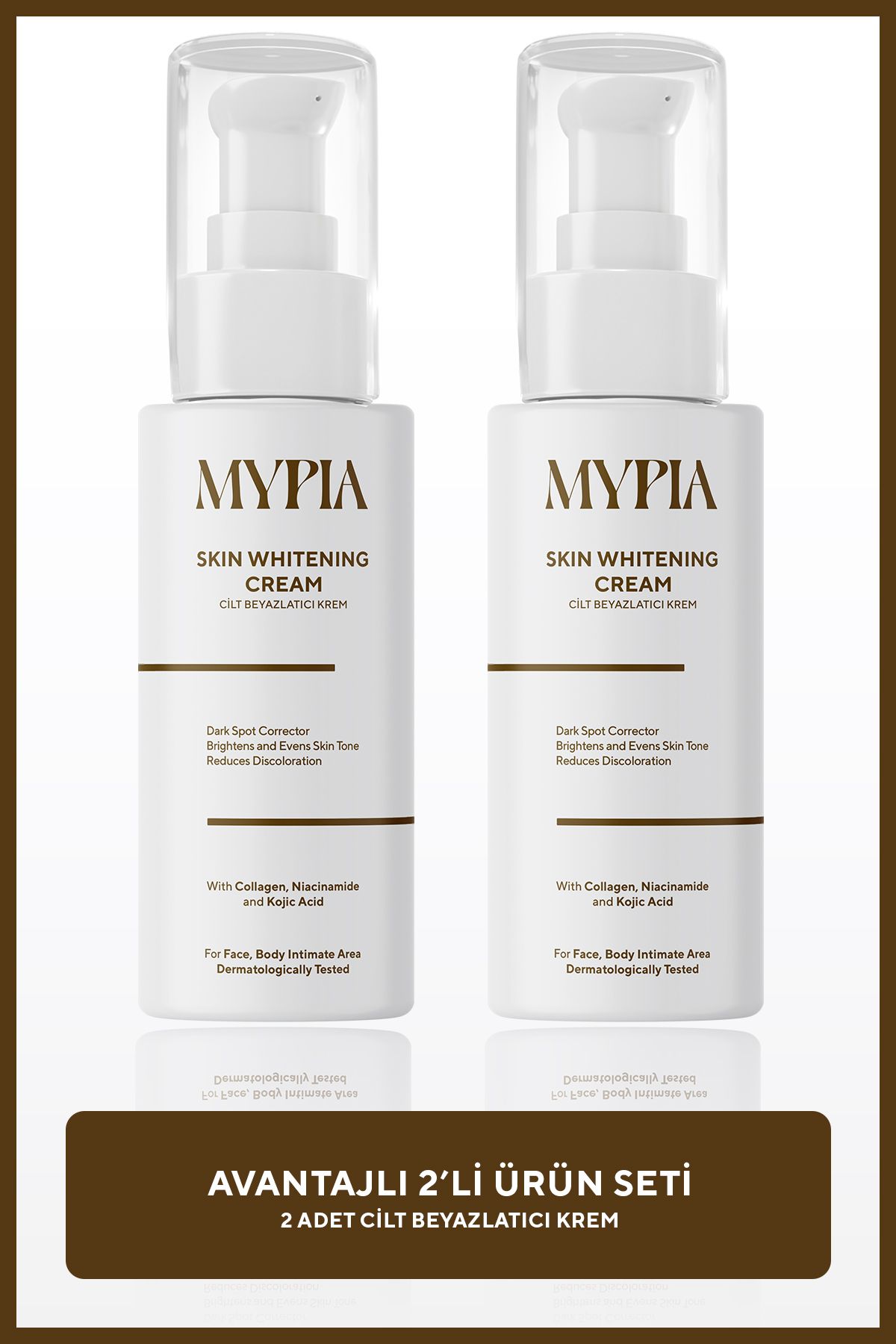 Mypia Cosmetics 2'li Cilt Beyazlatıcı Aydınlatıcı Glutatyonlu Krem, Kolajen, Niacinamide ve Kojik Asit Etkili 50 ML-1