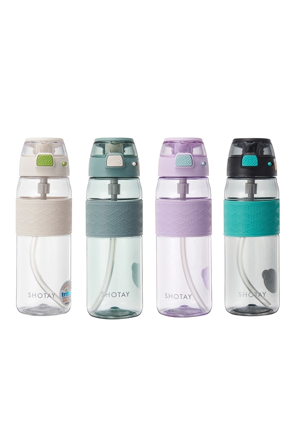 Shotay-Transparent Lid Striped Trıtan Flask 800 Ml. 1
