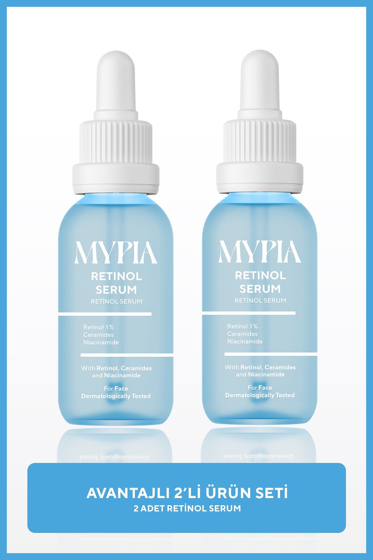 Mypia Cosmetics 2'li Kırışıklık ve Yaşlanma Karşıtı, Onarıcı, Aydınlatıcı Retinol Serum (1% Retinol & Ceramides)30ML-1