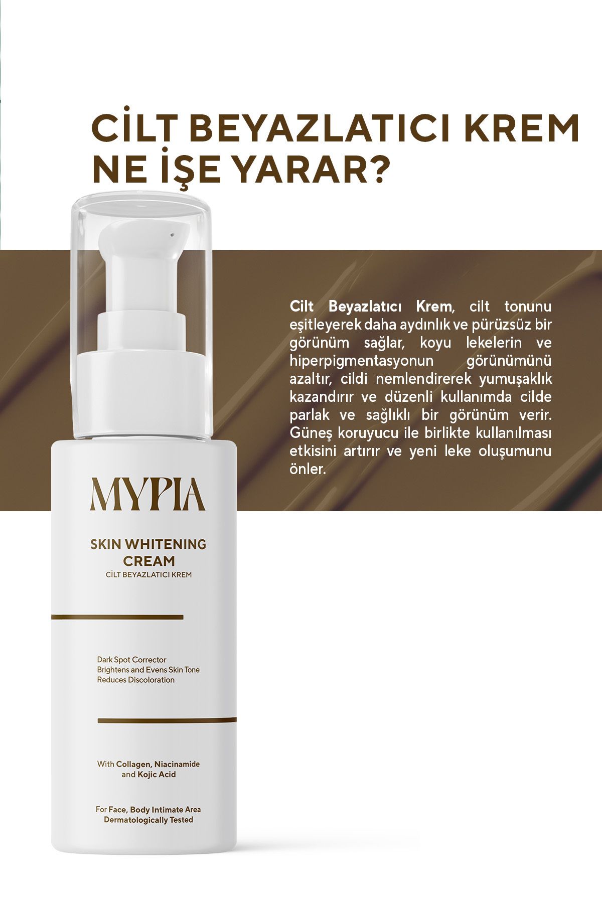 Mypia Cosmetics 2'li Cilt Beyazlatıcı Aydınlatıcı Glutatyonlu Krem, Kolajen, Niacinamide ve Kojik Asit Etkili 50 ML-4