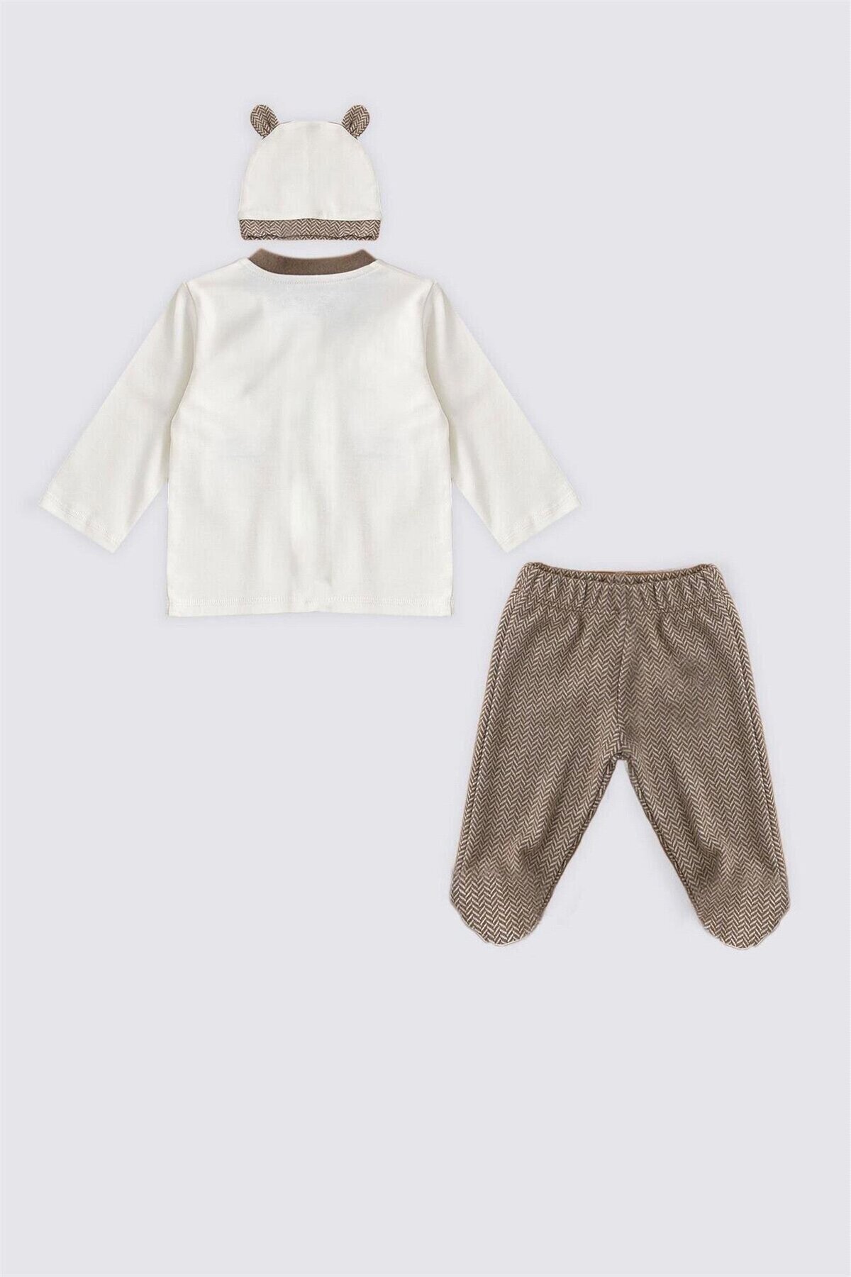 Skygo-Baby Boy Polo Booties 3 Piece Set - Usb1498 Cream 4
