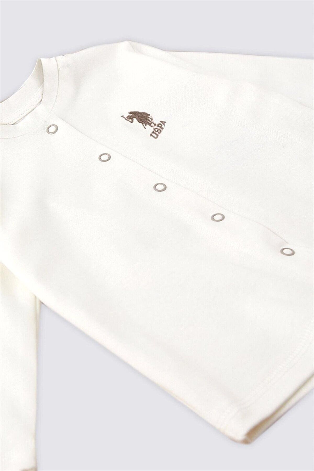 Skygo-Baby Boy Polo Booties 3 Piece Set - Usb1498 Cream 2