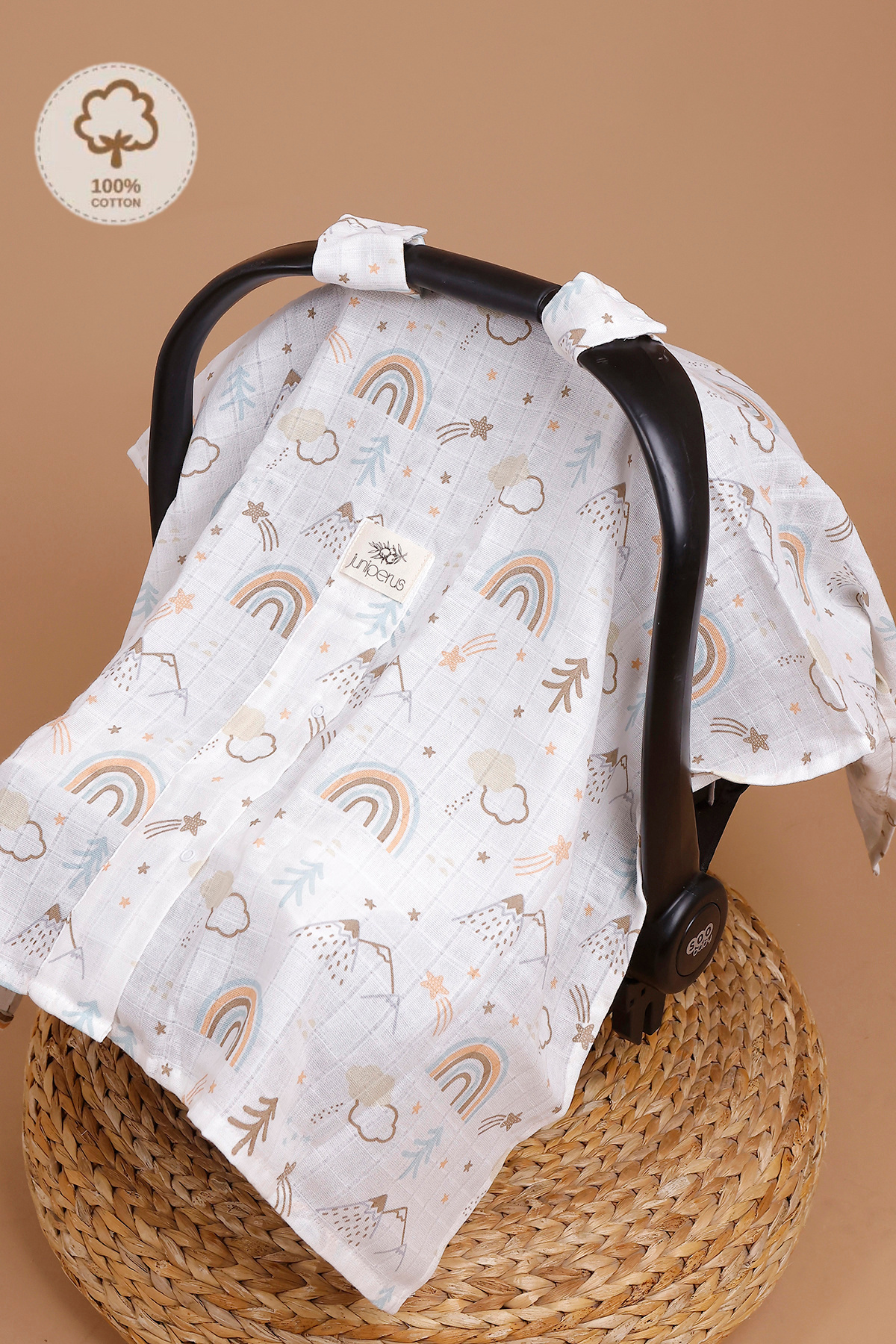 JUNİPERUS 2'li Müslin Bebek Puset Örtüsü Puset Minderi Ortopedik Bel Destekli fotoğrafı 2 (önizleme)