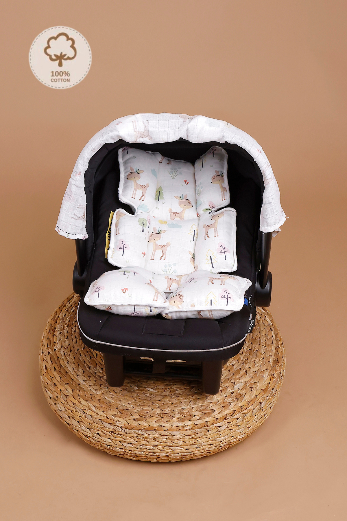 JUNİPERUS 2'li Müslin Bebek Puset Örtüsü Puset Minderi Ortopedik Bel Destekli fotoğrafı 5 (önizleme)