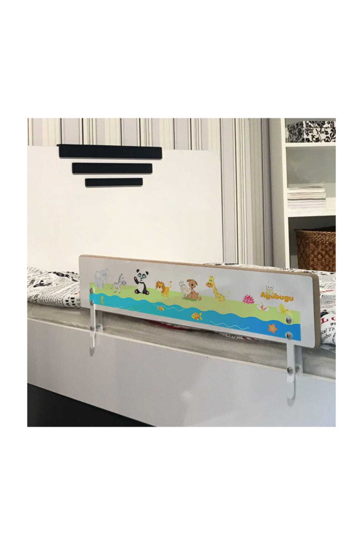 AGUBUGU BABY Beyaz Hayvan Desenli Ahşap Yatak Bariyeri 90x30 fotoğrafı 2 (önizleme)