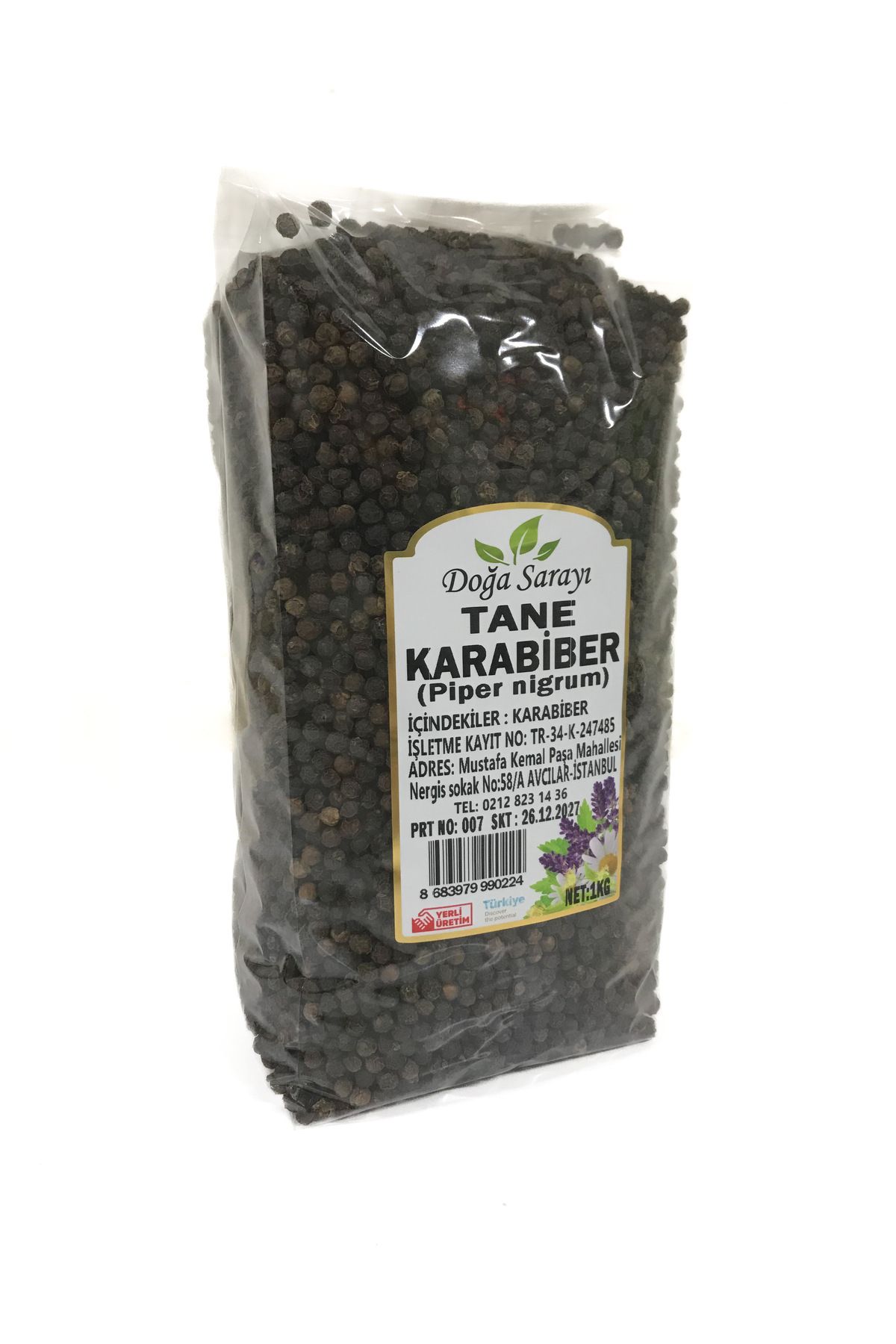 Doğa Sarayı Tane Karabiber 1kg, Karabiber, Elenmiş, Doğal, İri taneli