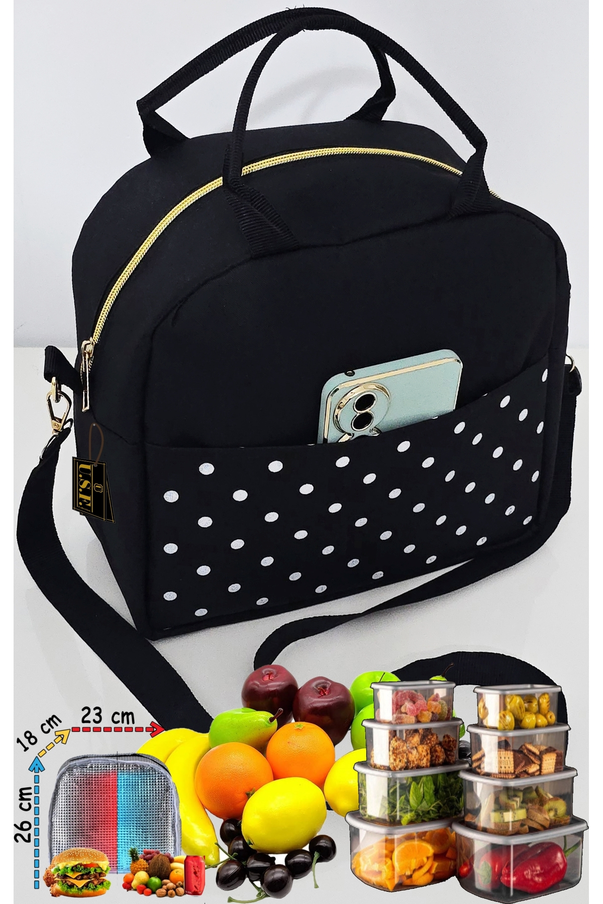 USF Anne Bebek Askılı Taşıma Çantası Isı yalıtımlı Termal Termoslu Yemek, Mama, Beslenme, Gıda Çantası fotoğrafı 6 (önizleme)