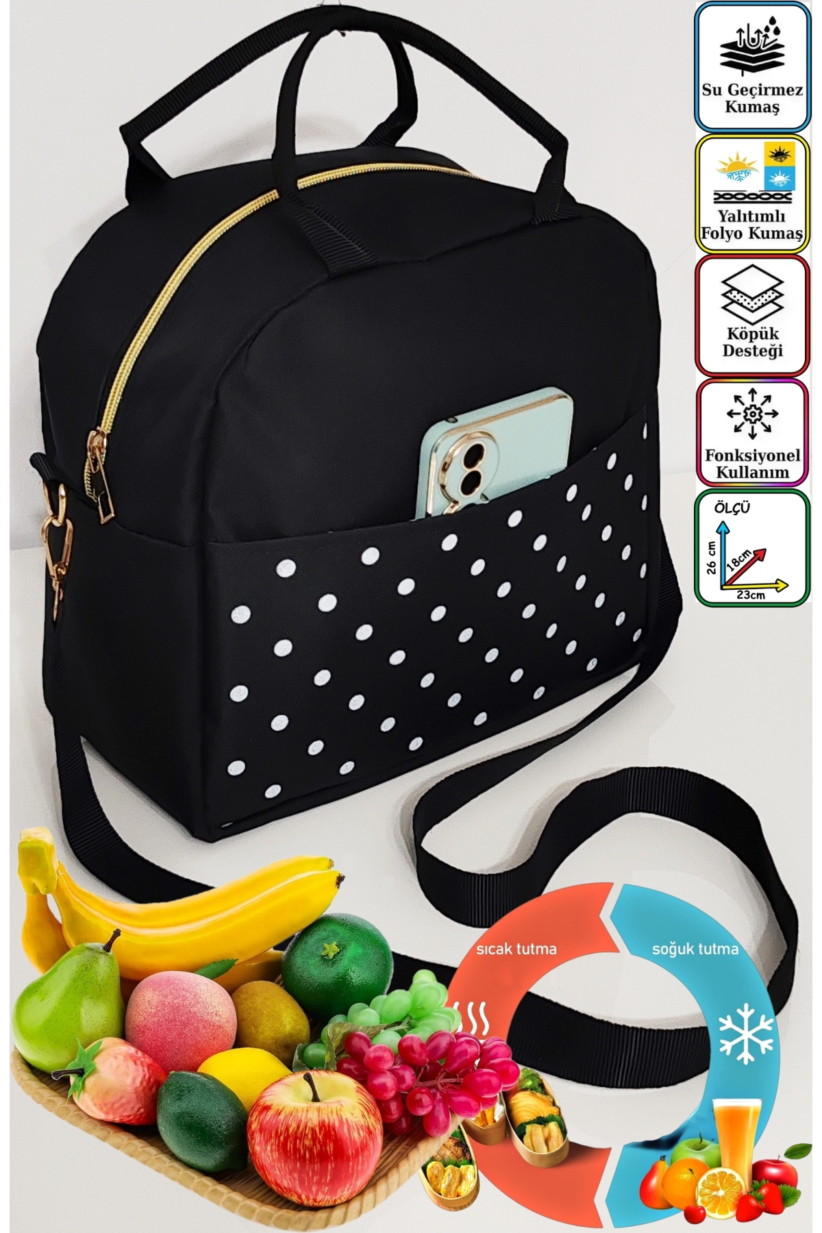 USF Anne Bebek Askılı Taşıma Çantası Isı yalıtımlı Termal Termoslu Yemek, Mama, Beslenme, Gıda Çantası fotoğrafı 2 (önizleme)